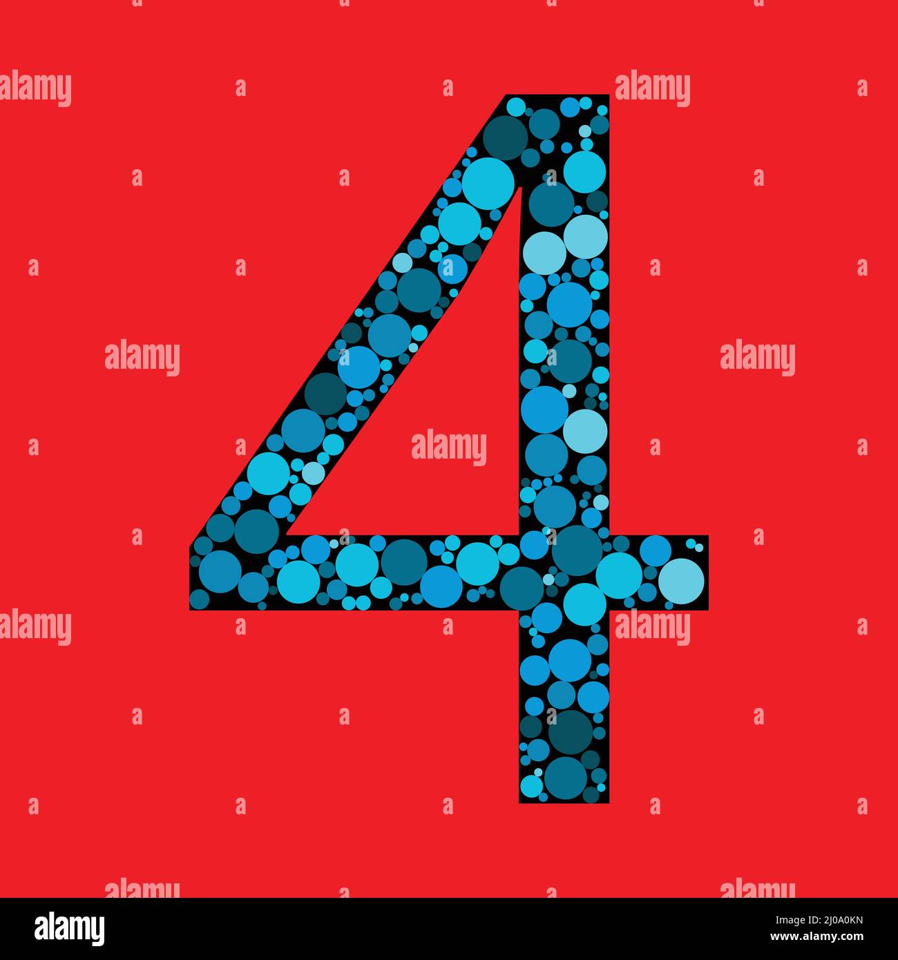 Vector Sign number 4 in the red background. number fill with the circle ...