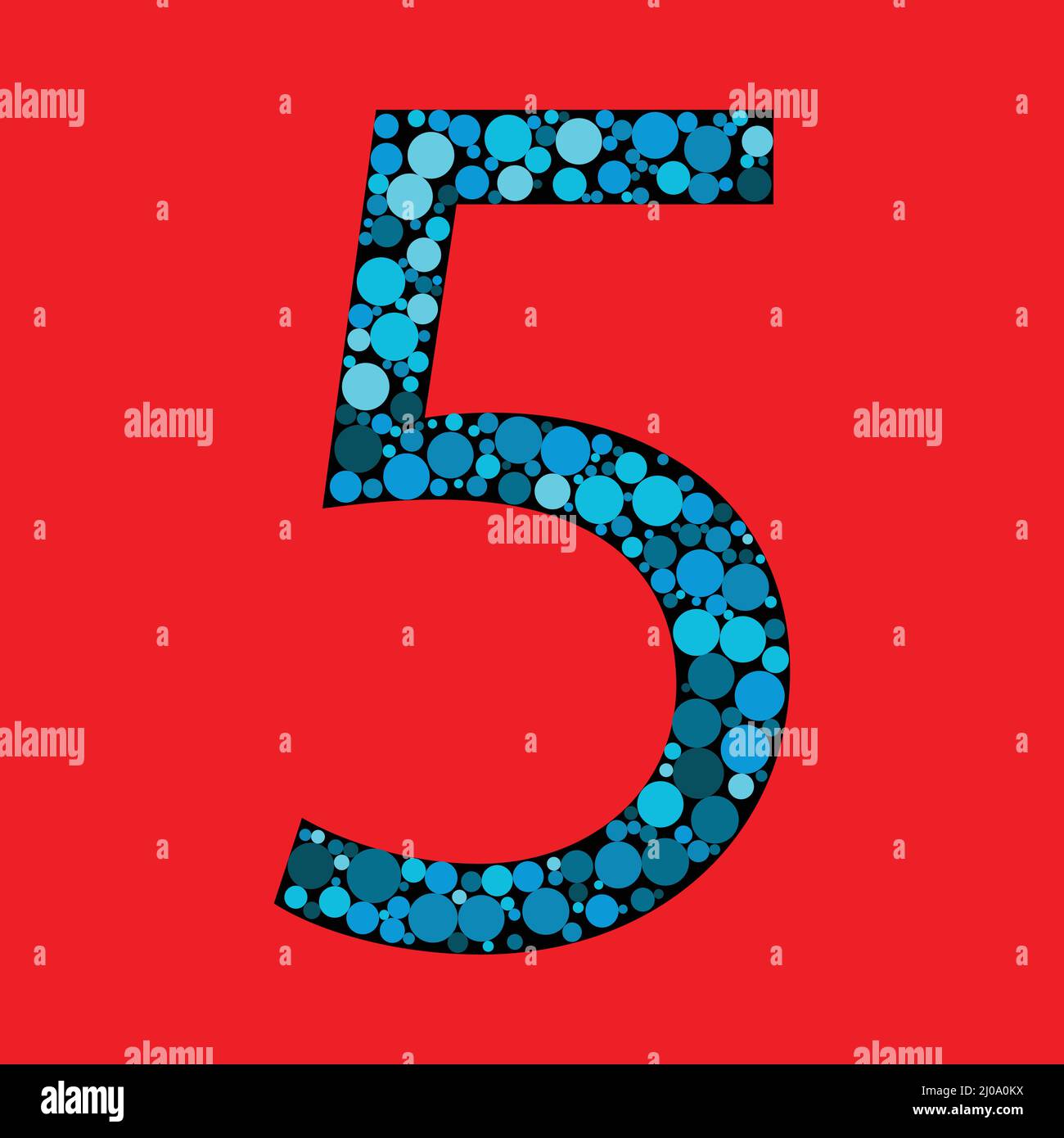 Vector Sign number 5 in the red background. number fill with the circle
