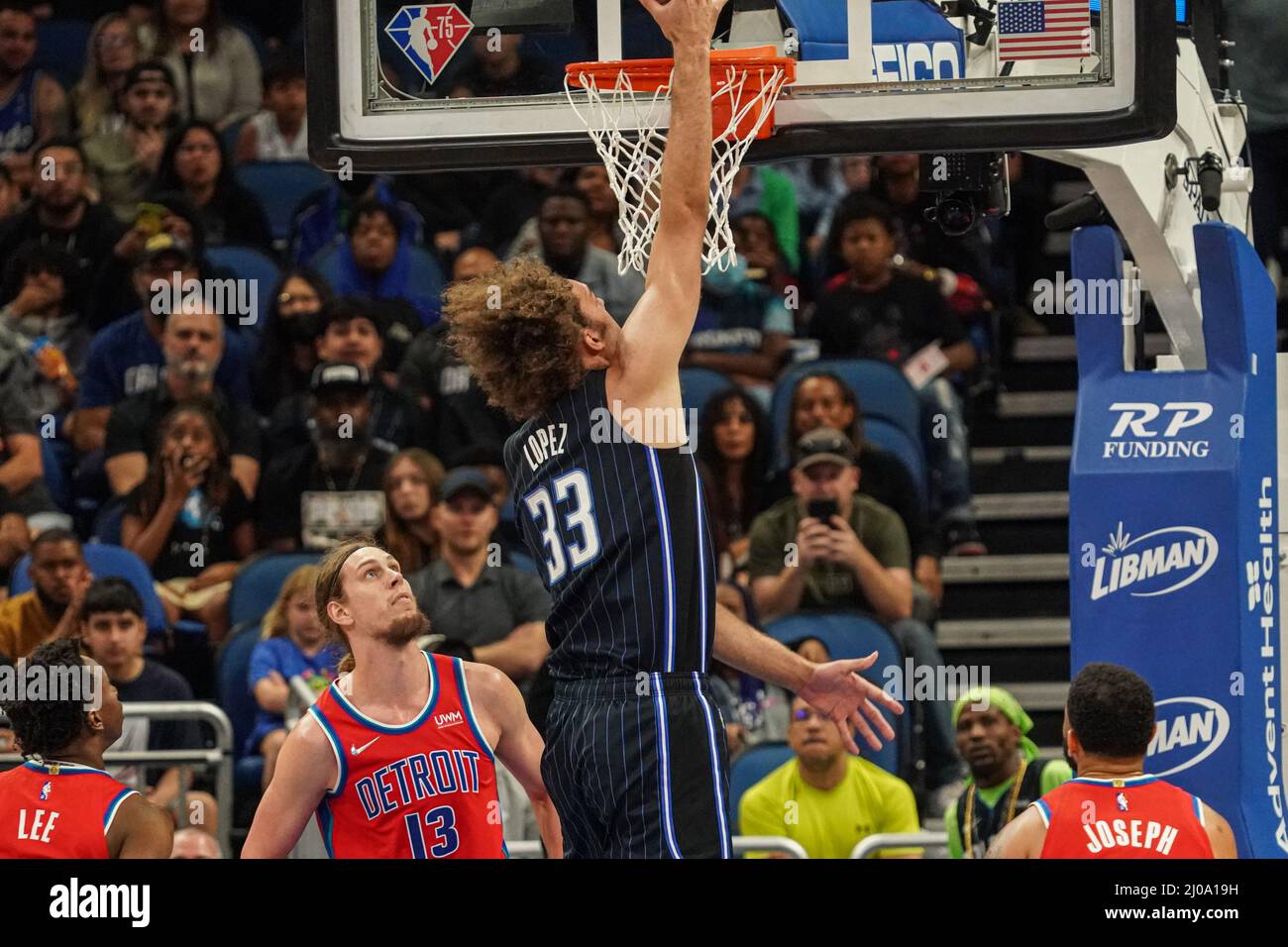 Orlando, Florida, USA, March 17, 2022, Orlando Magic Center Robin Lopez #33  makes a basket in the first half at the Amway Center. Credit: Marty Jean- Louis/Alamy Live News Stock Photo - Alamy