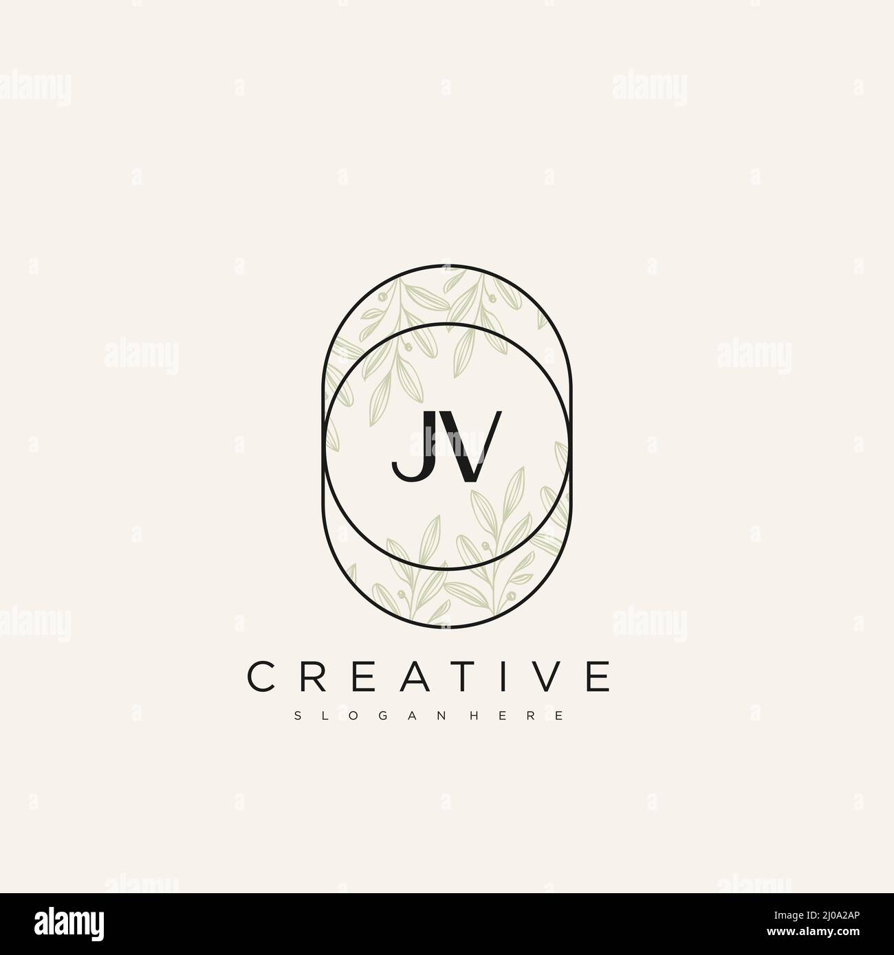 JV Initial Letter Flower Logo Template Vector premium vector Stock Vector