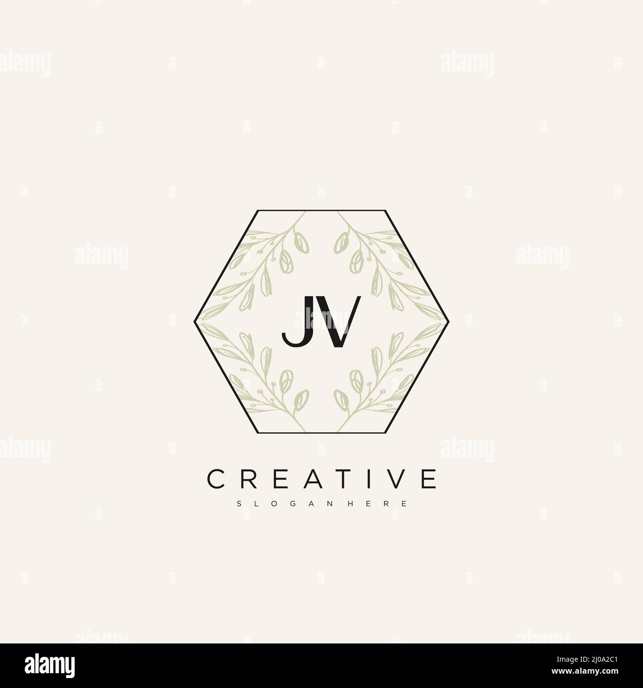 JV Initial Letter Flower Logo Template Vector premium vector Stock Vector