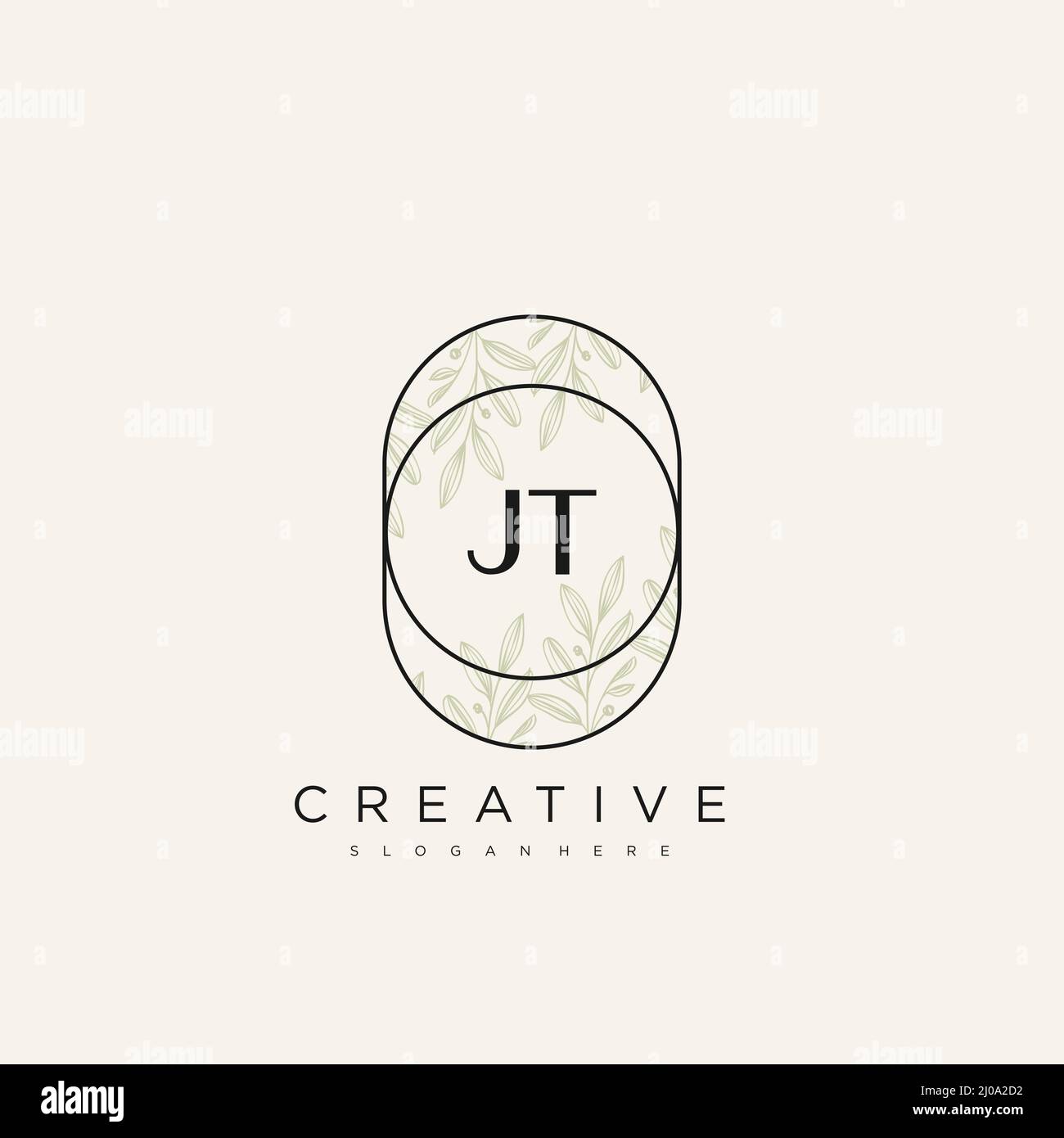 JT Initial Letter Flower Logo Template Vector premium vector Stock Vector