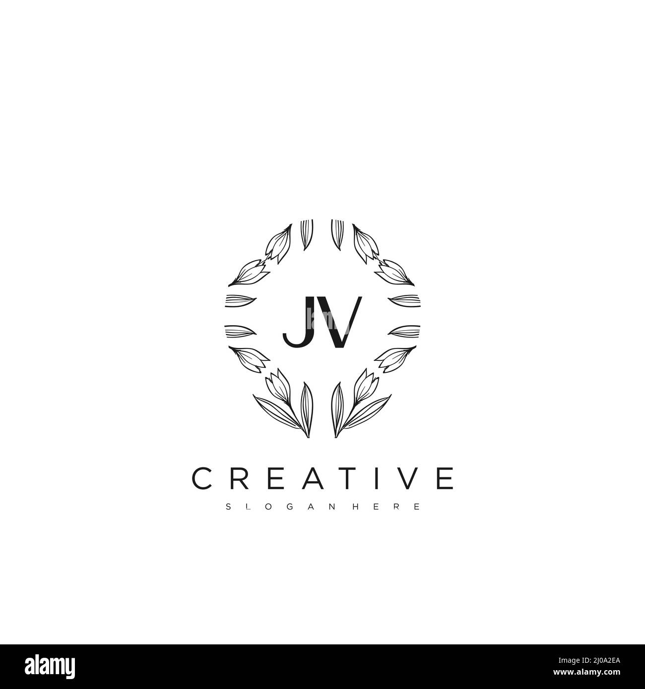 JV Initial Letter Flower Logo Template Vector premium vector Stock Vector