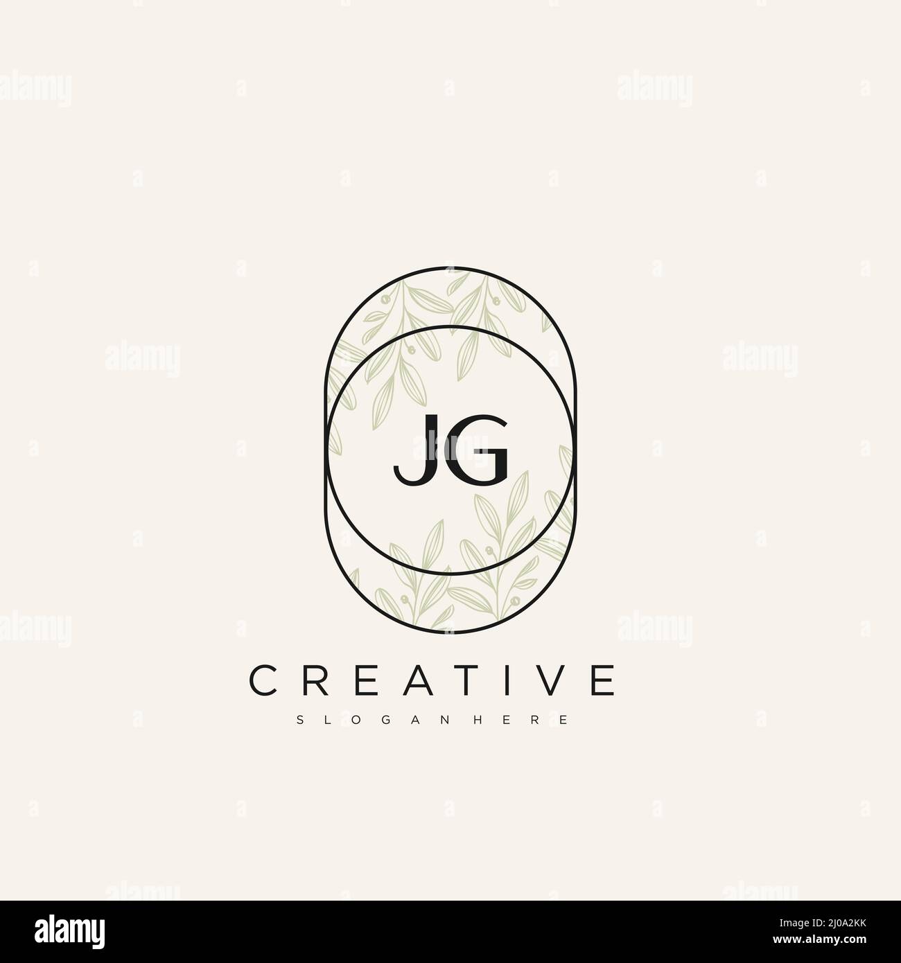 JG Initial Letter Flower Logo Template Vector premium vector Stock Vector