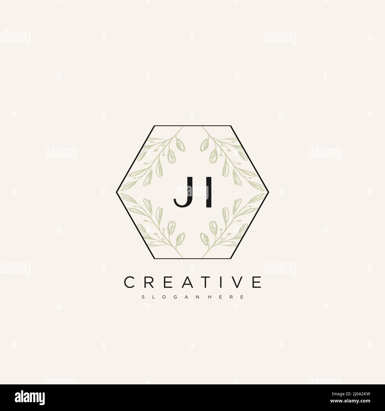 JI Initial Letter Flower Logo Template Vector premium vector Stock Vector
