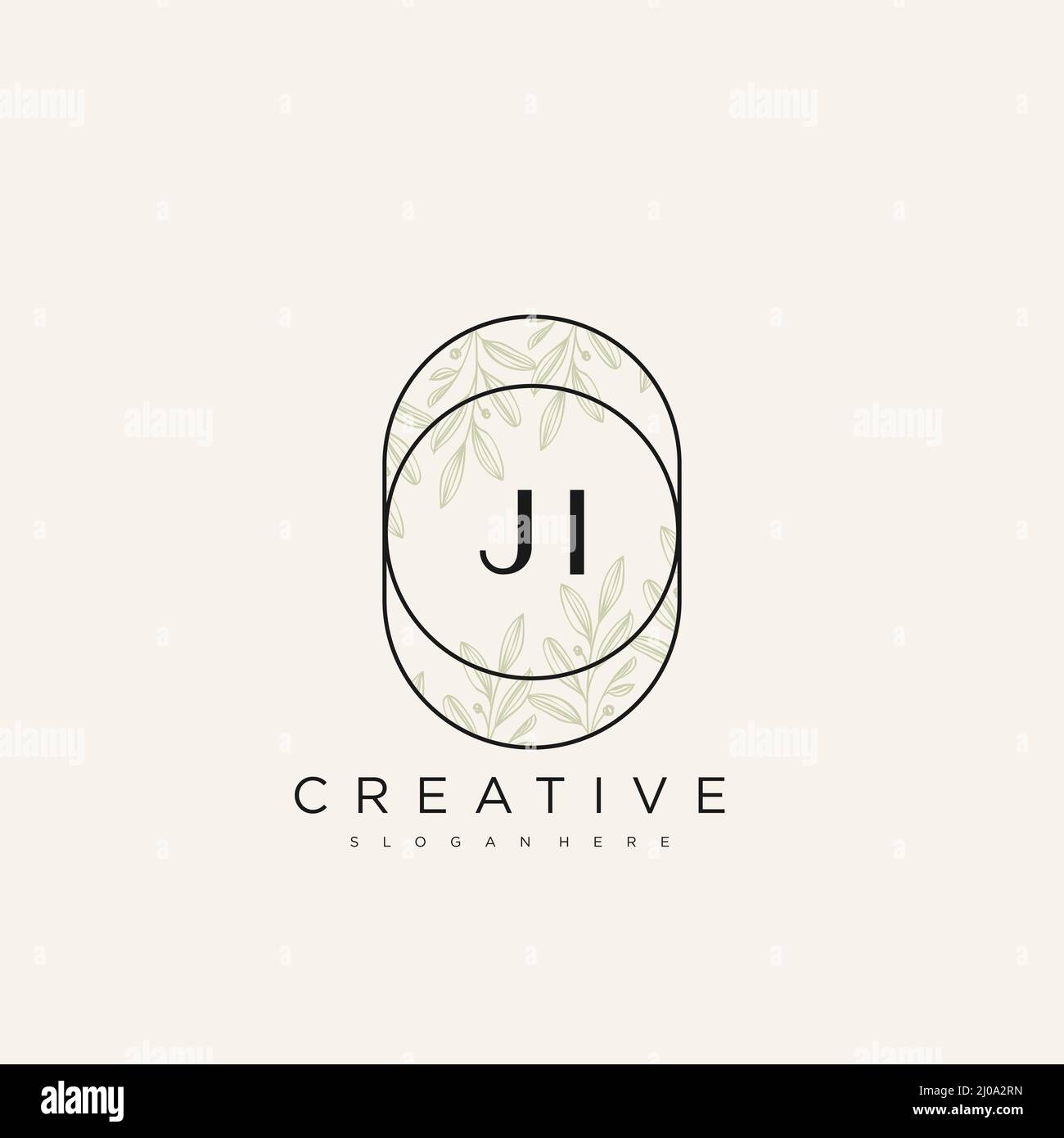 JI Initial Letter Flower Logo Template Vector premium vector Stock Vector