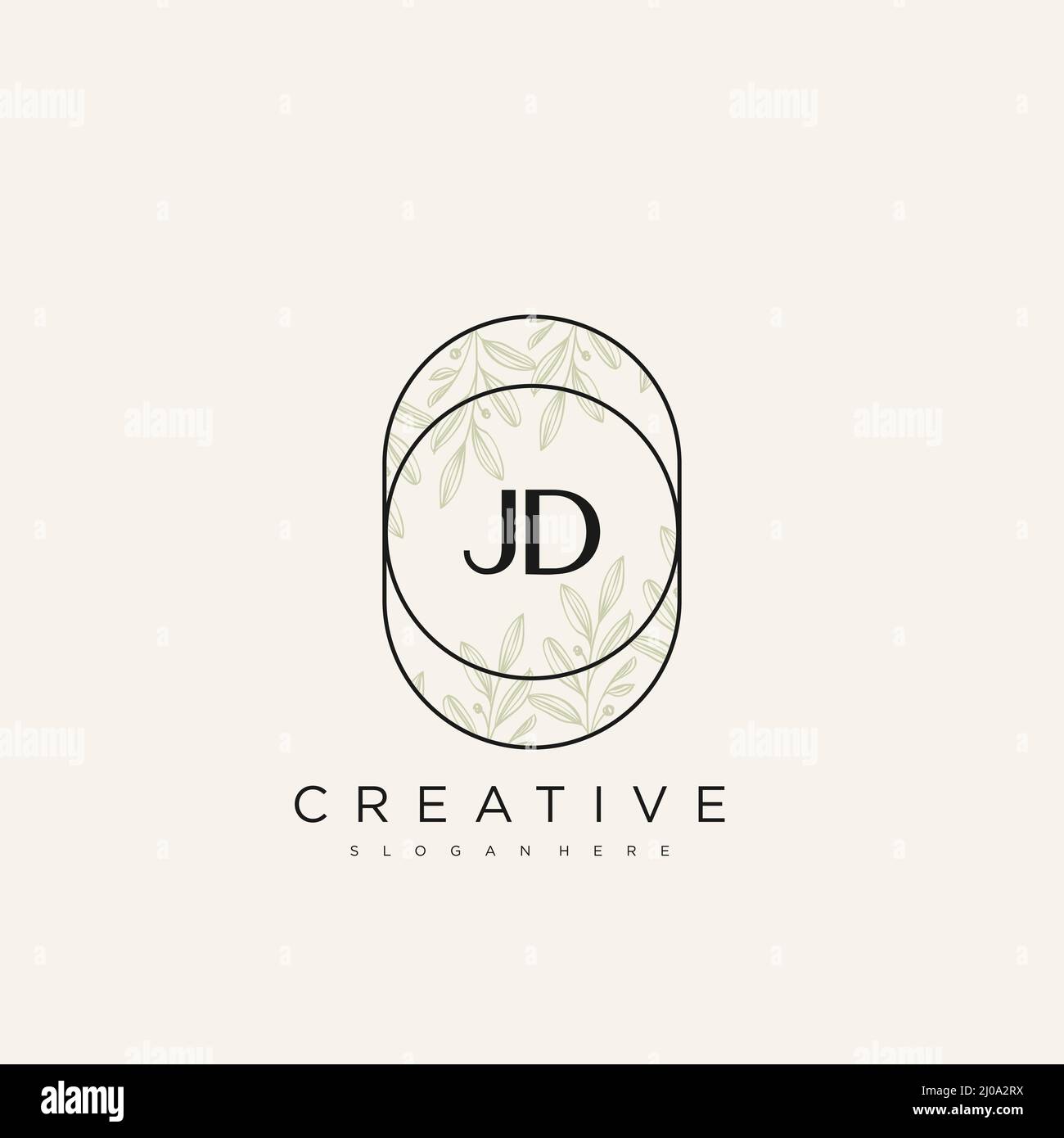 JD Initial Letter Flower Logo Template Vector premium vector Stock Vector