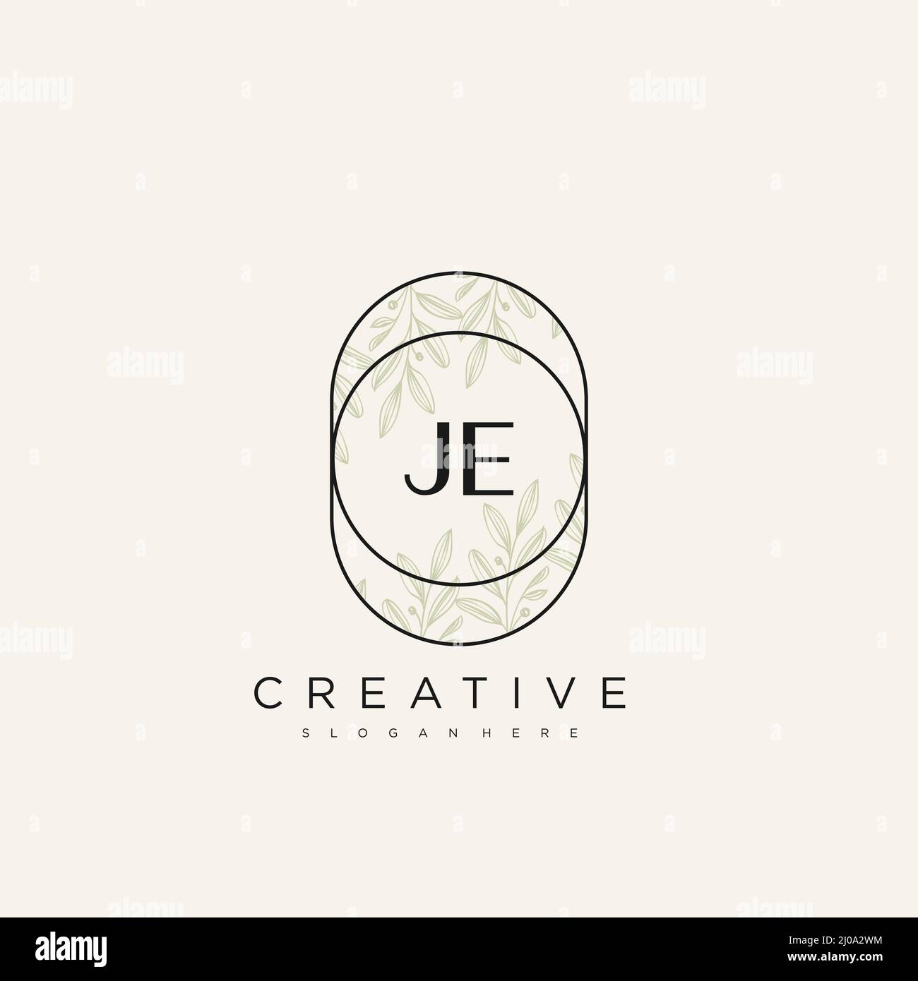 JE Initial Letter Flower Logo Template Vector premium vector Stock Vector