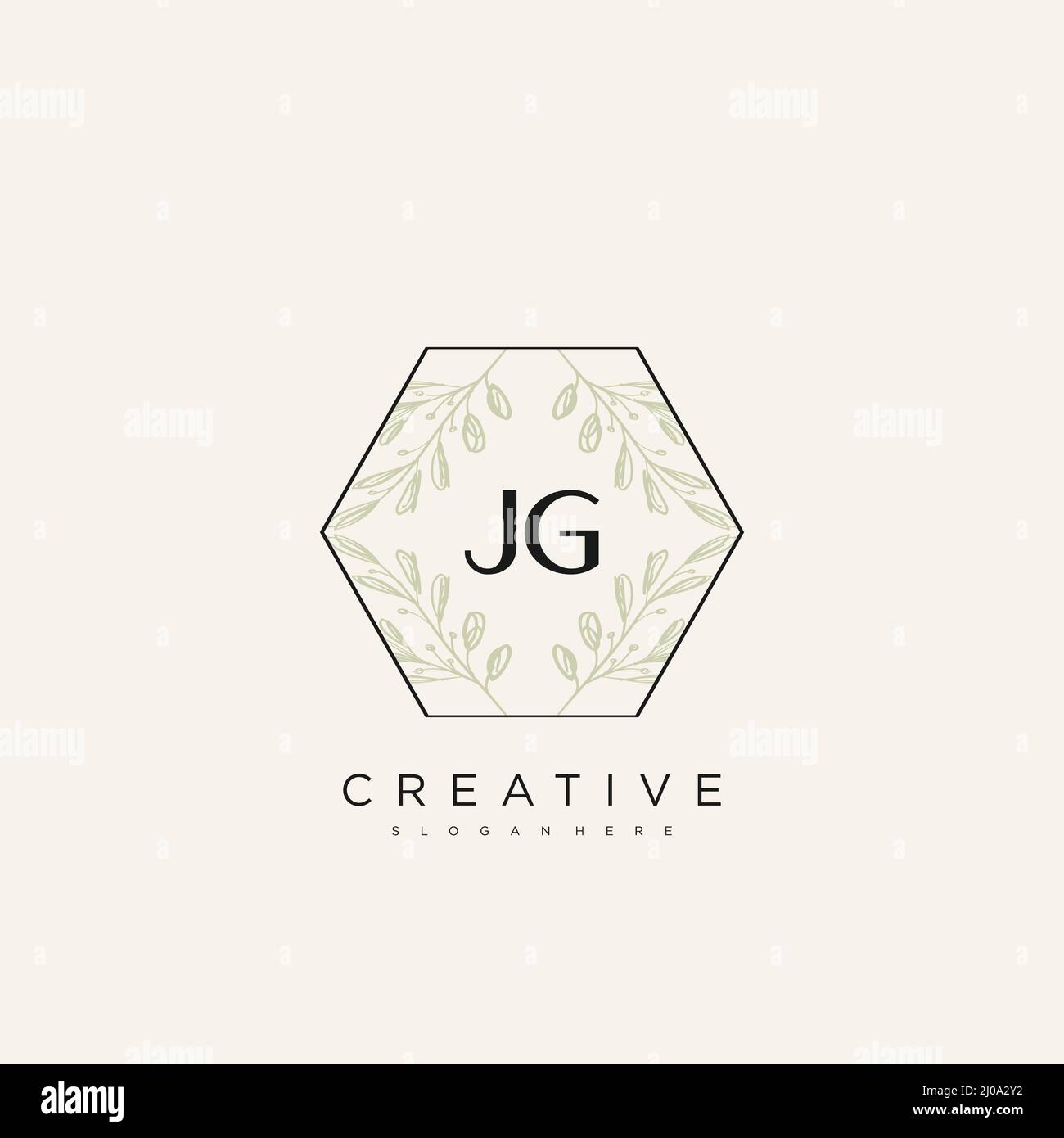 JG Initial Letter Flower Logo Template Vector premium vector Stock Vector