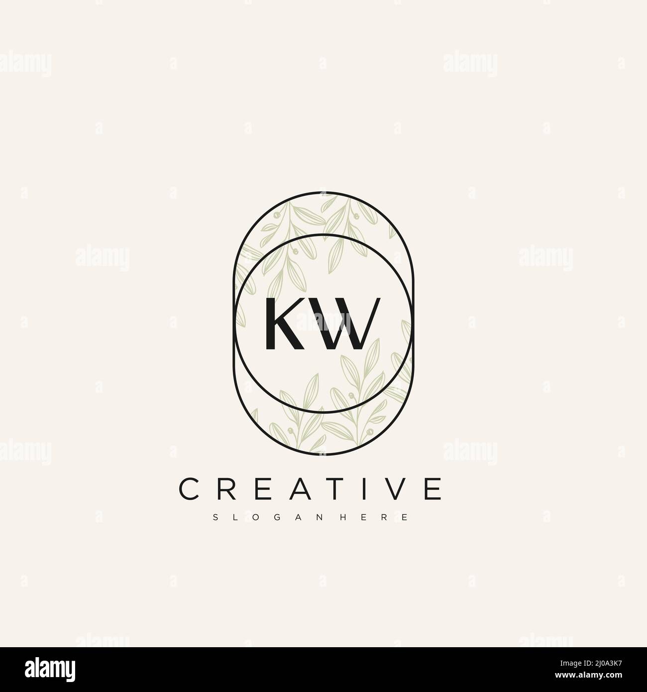 KW Initial Letter Flower Logo Template Vector premium vector Stock Vector