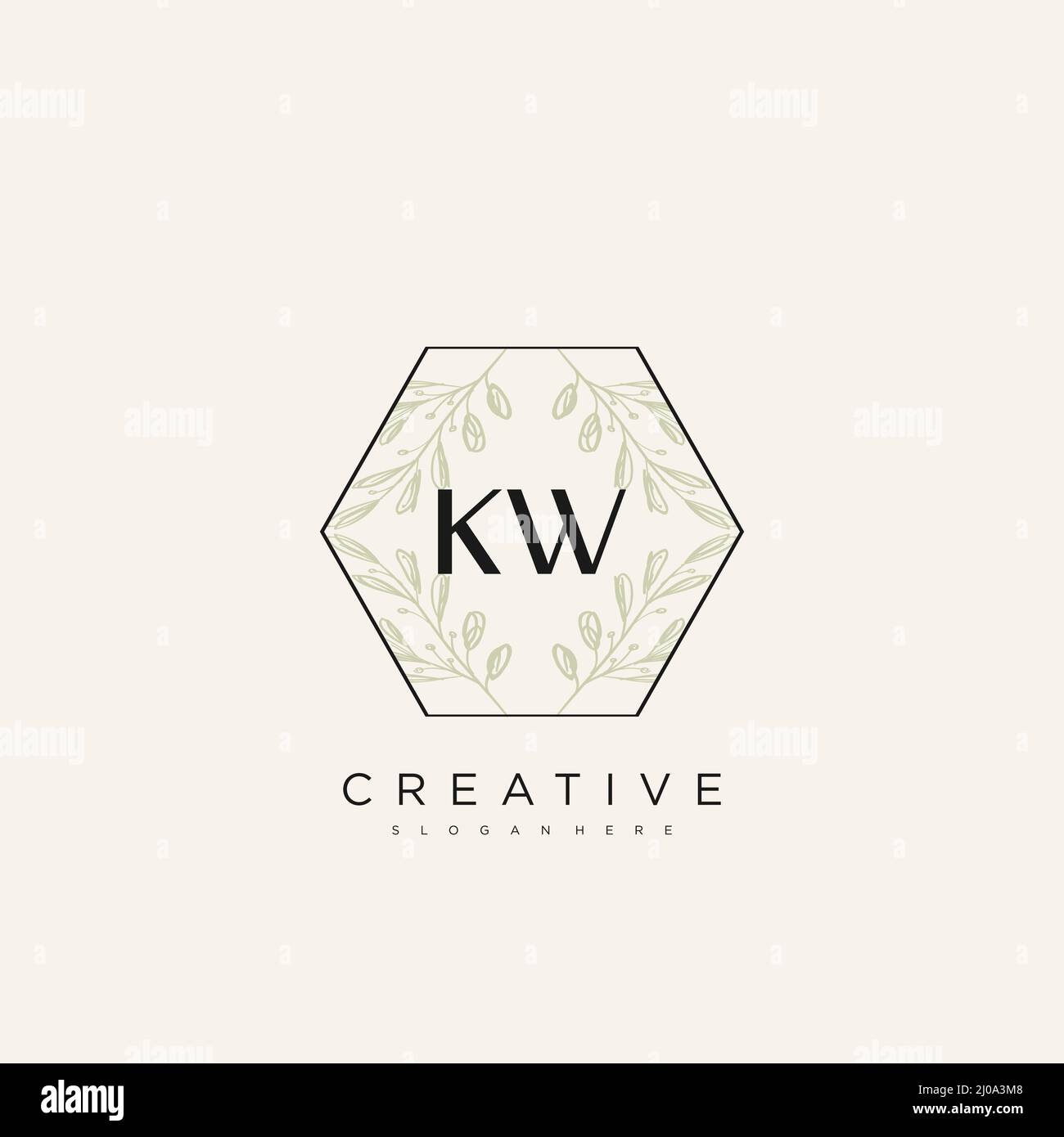 KW Initial Letter Flower Logo Template Vector premium vector Stock Vector