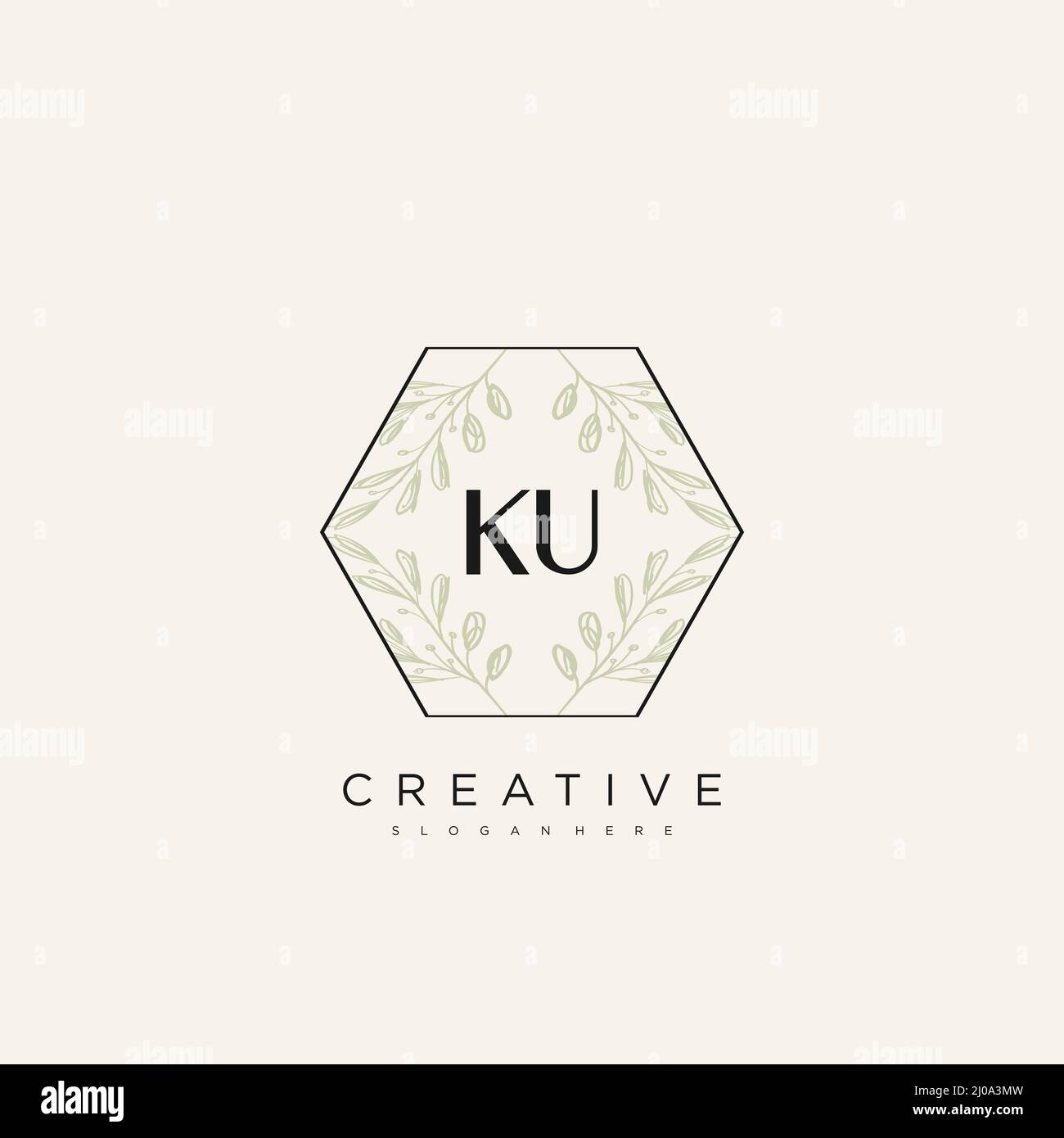 KU Initial Letter Flower Logo Template Vector premium vector Stock Vector