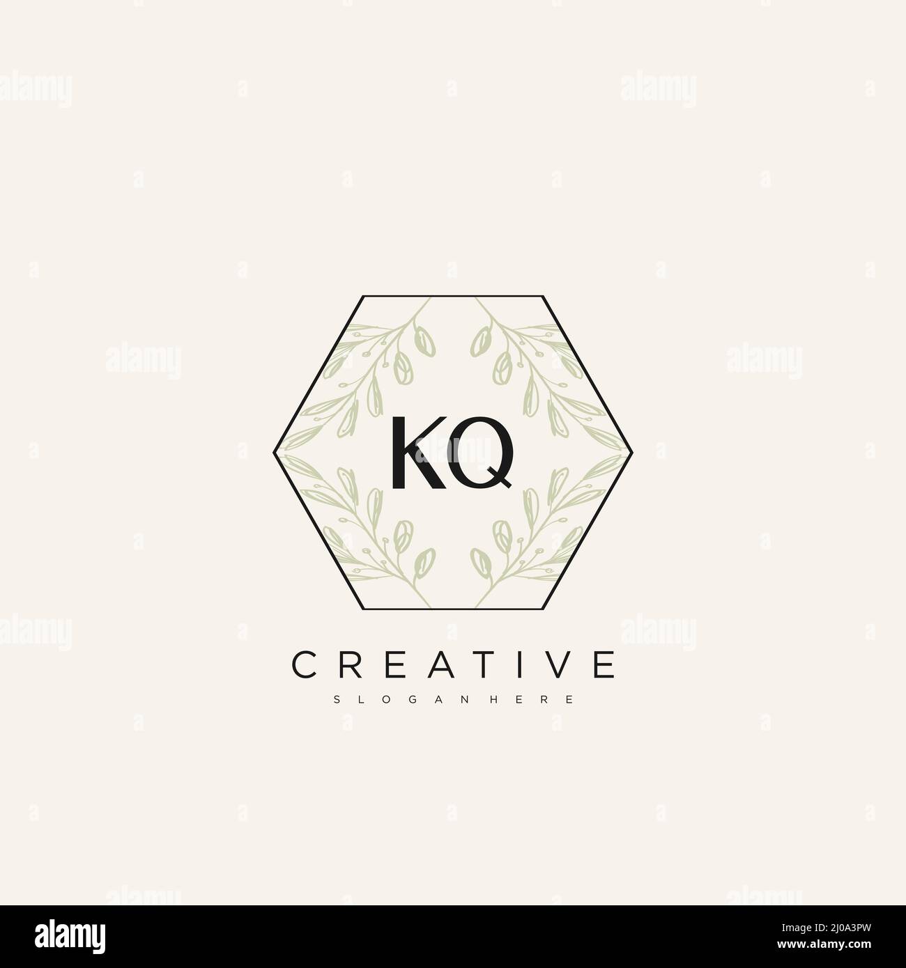 KQ Initial Letter Flower Logo Template Vector premium vector Stock Vector