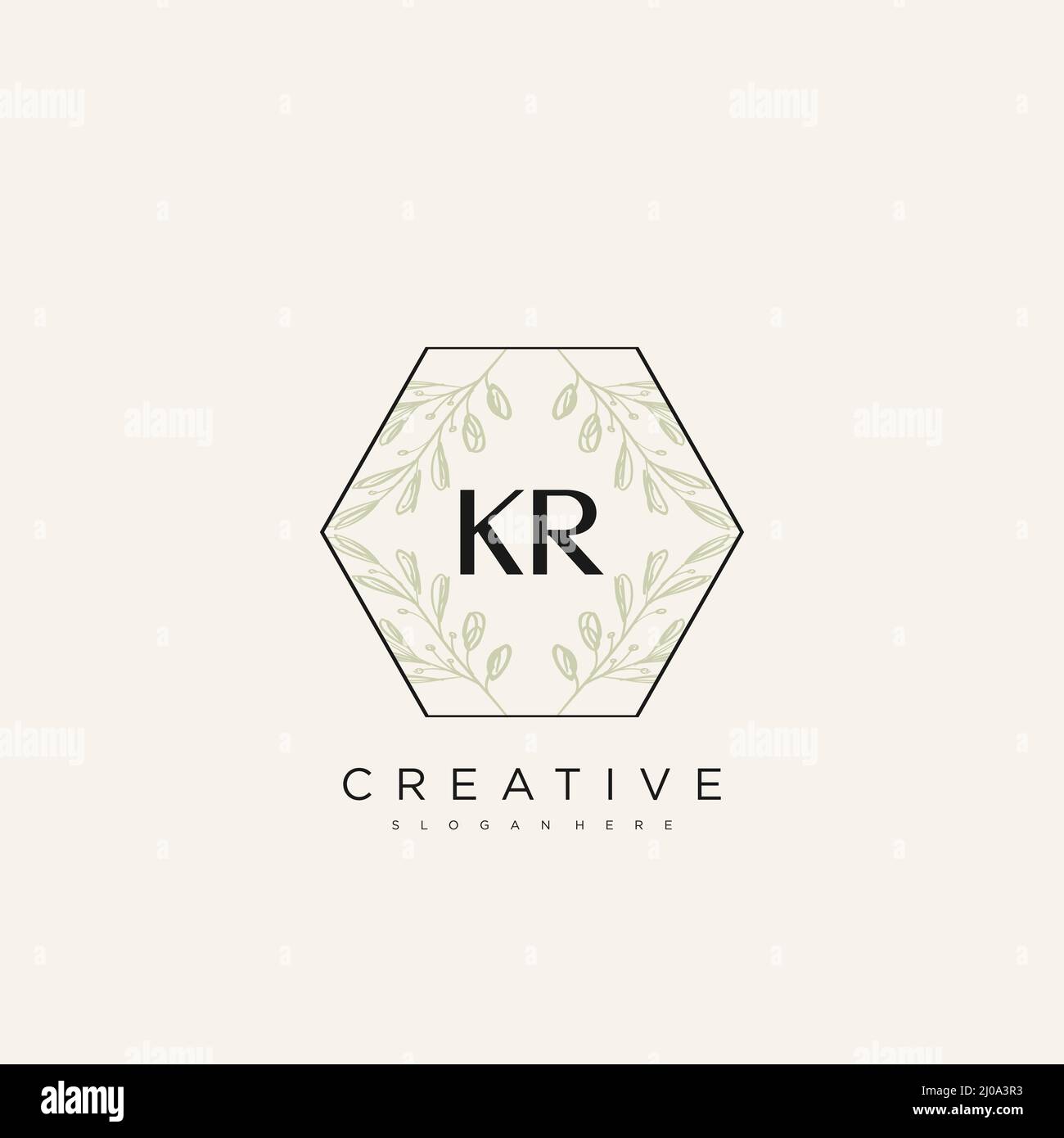 KR Initial Letter Flower Logo Template Vector premium vector Stock Vector