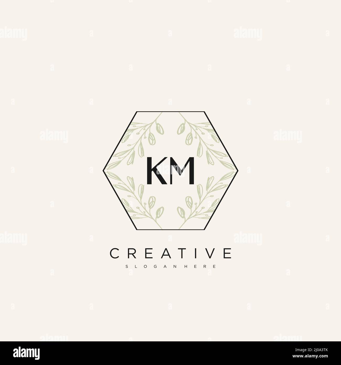 KM Initial Letter Flower Logo Template Vector premium vector Stock Vector