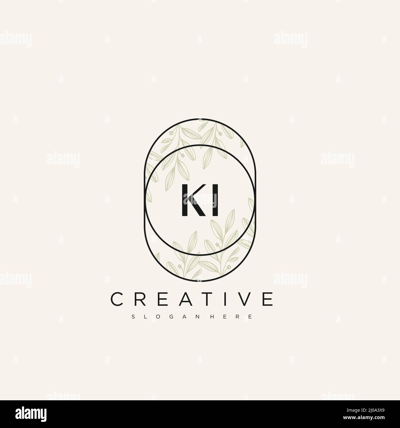 KI Initial Letter Flower Logo Template Vector premium vector Stock Vector