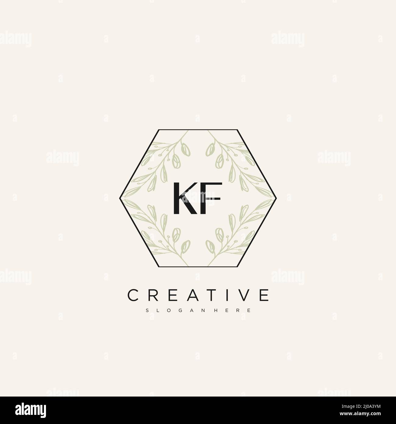 KF Initial Letter Flower Logo Template Vector premium vector Stock Vector