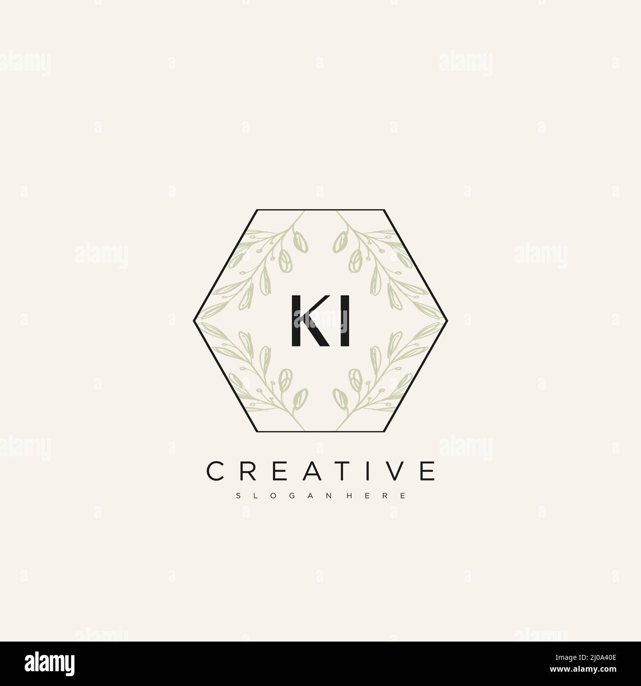 KI Initial Letter Flower Logo Template Vector premium vector Stock Vector