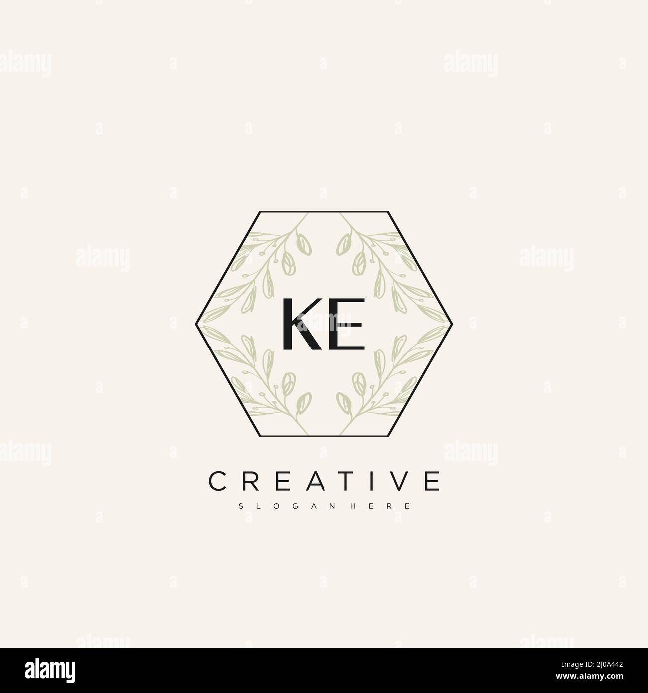 KE Initial Letter Flower Logo Template Vector premium vector Stock Vector