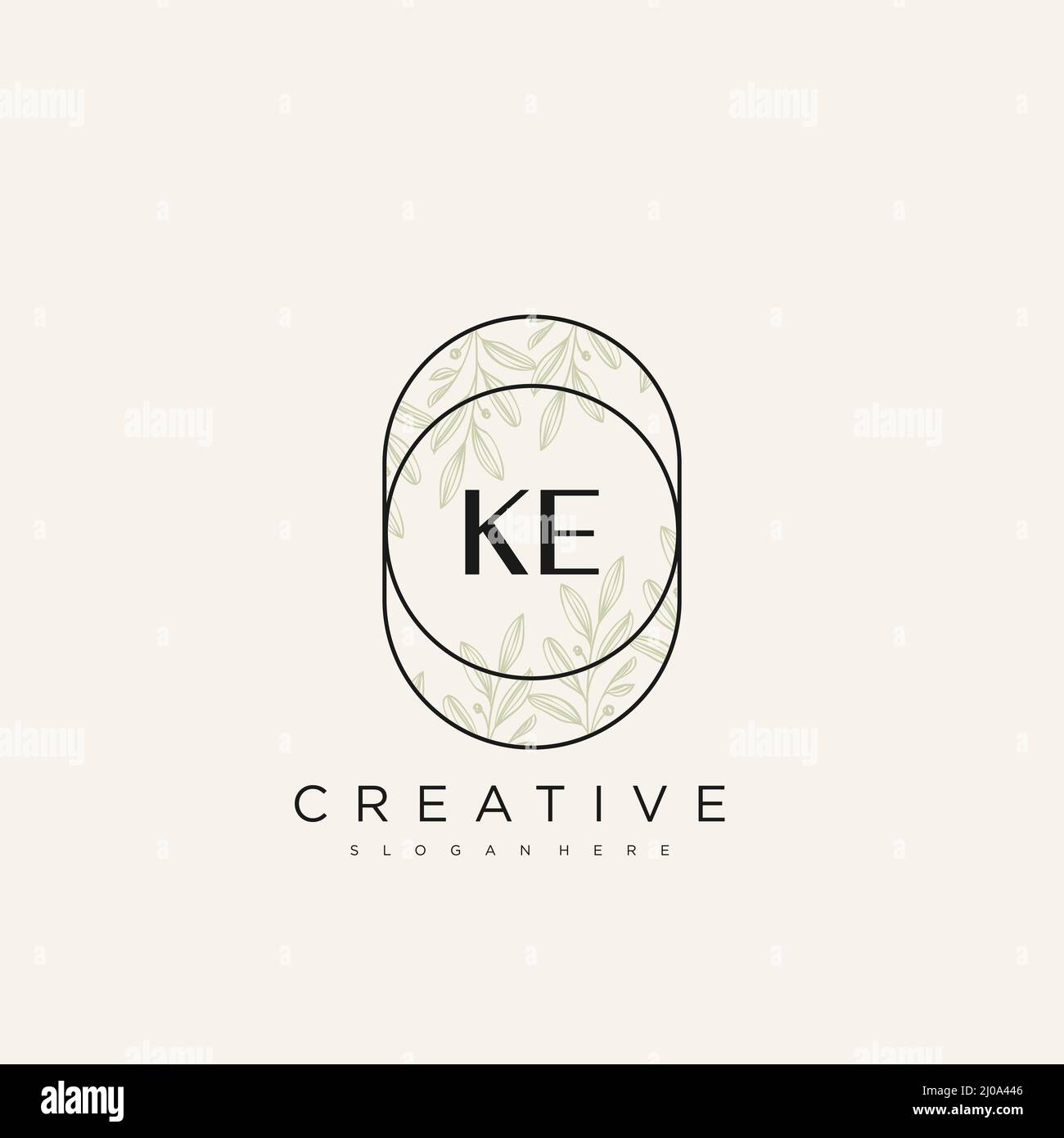 KE Initial Letter Flower Logo Template Vector premium vector Stock Vector