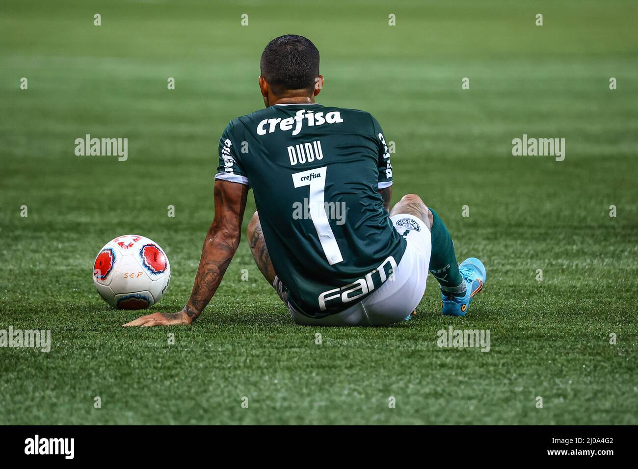 Brazil. 17th Mar, 2022. SP - Sao Paulo - 03/17/2022 - PAULISTA 2022,  PALMEIRAS X CORINTHIANS - Palmeiras player Dudu during a match against  Corinthians at the Arena Allianz Parque stadium for