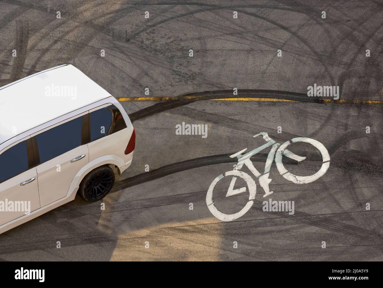 Car emergency braking on the road Stock Photo Alamy