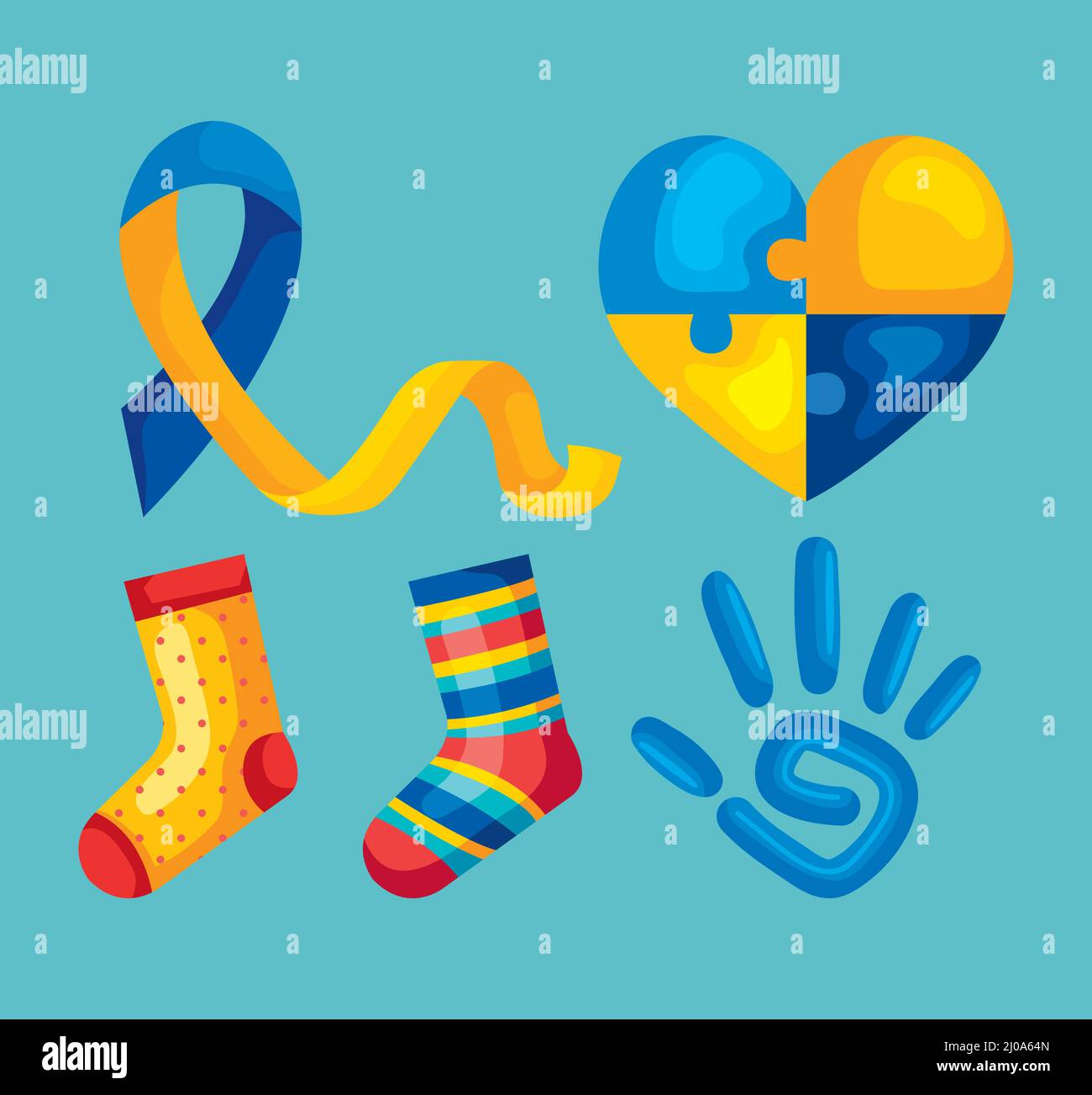 down syndrome day five icons Stock Vector