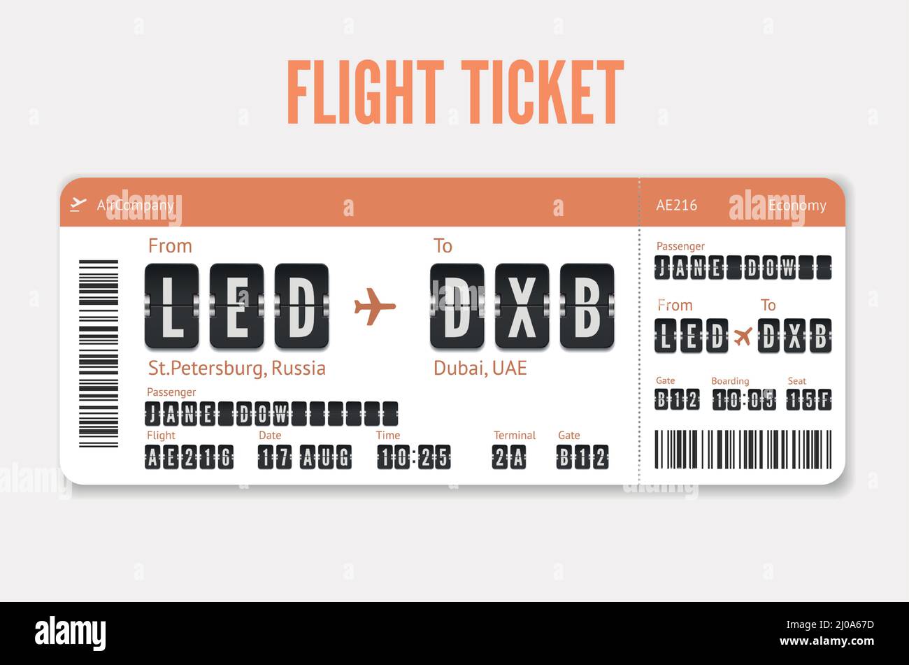 Airline Boarding pass of paper. Vector Flight card Stock Vector Image & Art Alamy