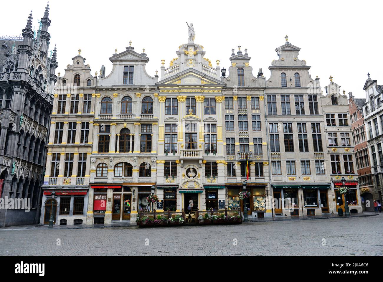 Beautiful medieval buildings at the Grand Place in Brussels, Belgium. Stock Photo
