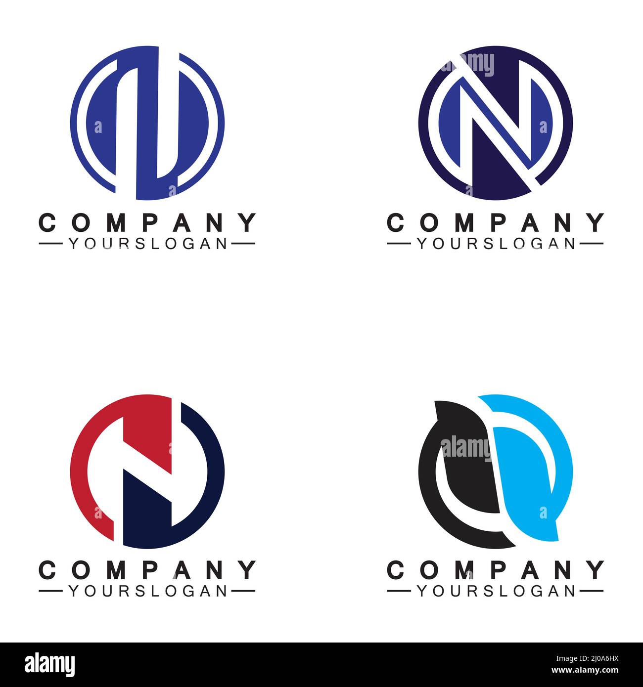 Letter N circle Concept Logo Vector Design Template Stock Vector Image ...