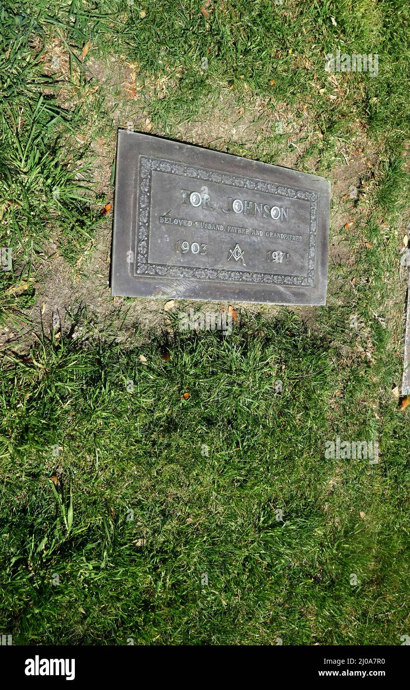 Santa Clarita, California, USA 17th March 2022 Actor/Wrestler Tor Johnson's Grave at Eternal Valley Memorial Park on March 17, 2022 in Santa Clarita, California, USA. Photo by Barry King/Alamy Stock Photo Stock Photo