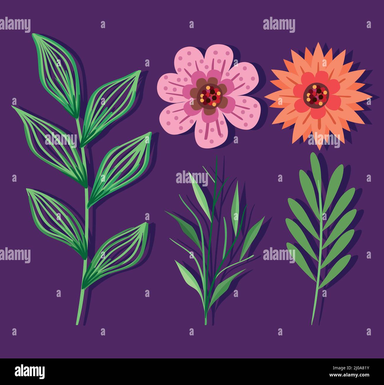 five spring season icons Stock Vector