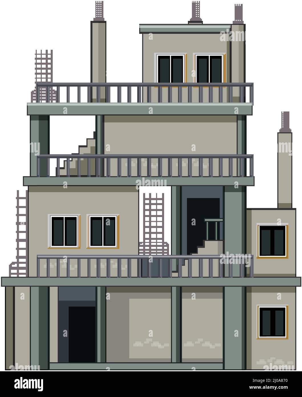 Building construction site on white background illustration Stock ...