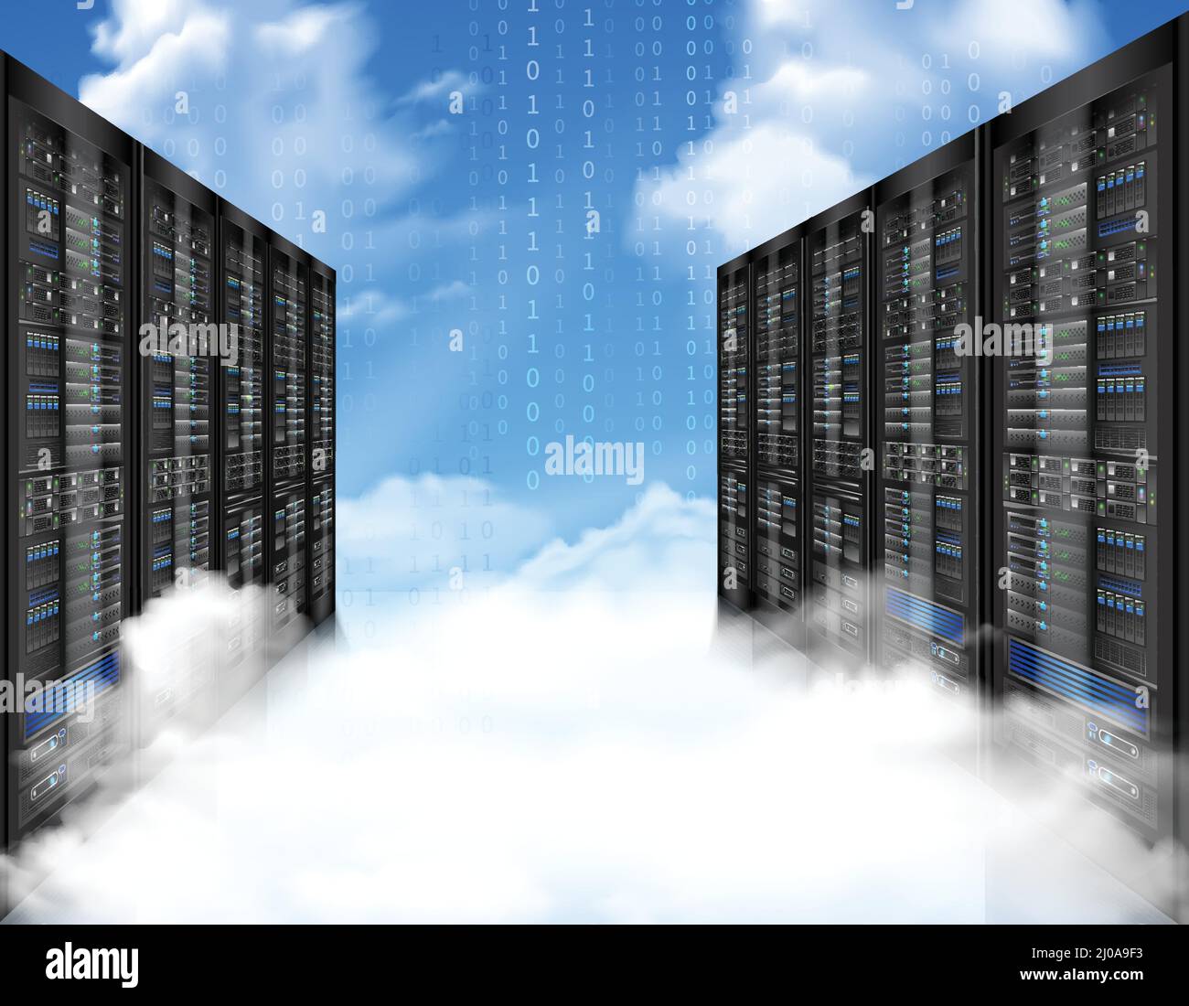 Data storage realistic composition with computer hard drive in cloud ...