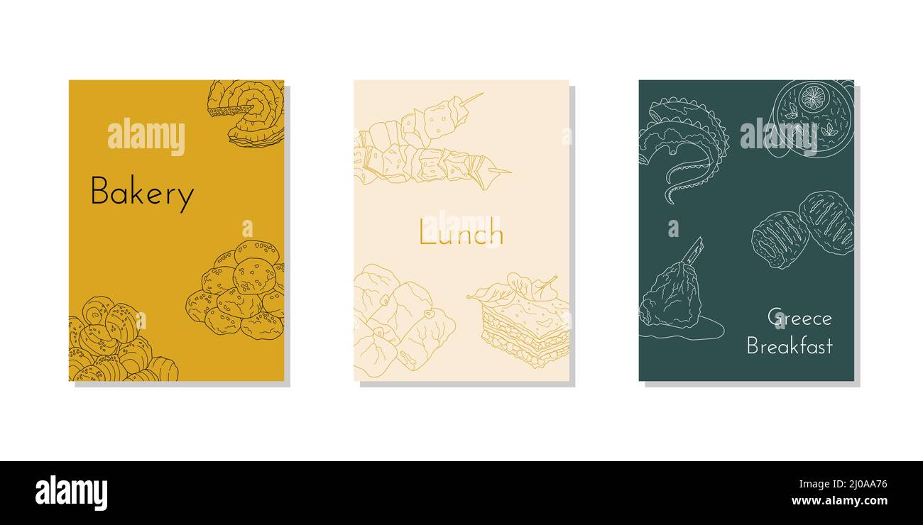 Hand drawn poster set of Chinese cuisine with noodle, mapo tofu, niangao, dumplings, tangyuan, hee pan, youtiao, mooncake. Design element for menu caf Stock Vector