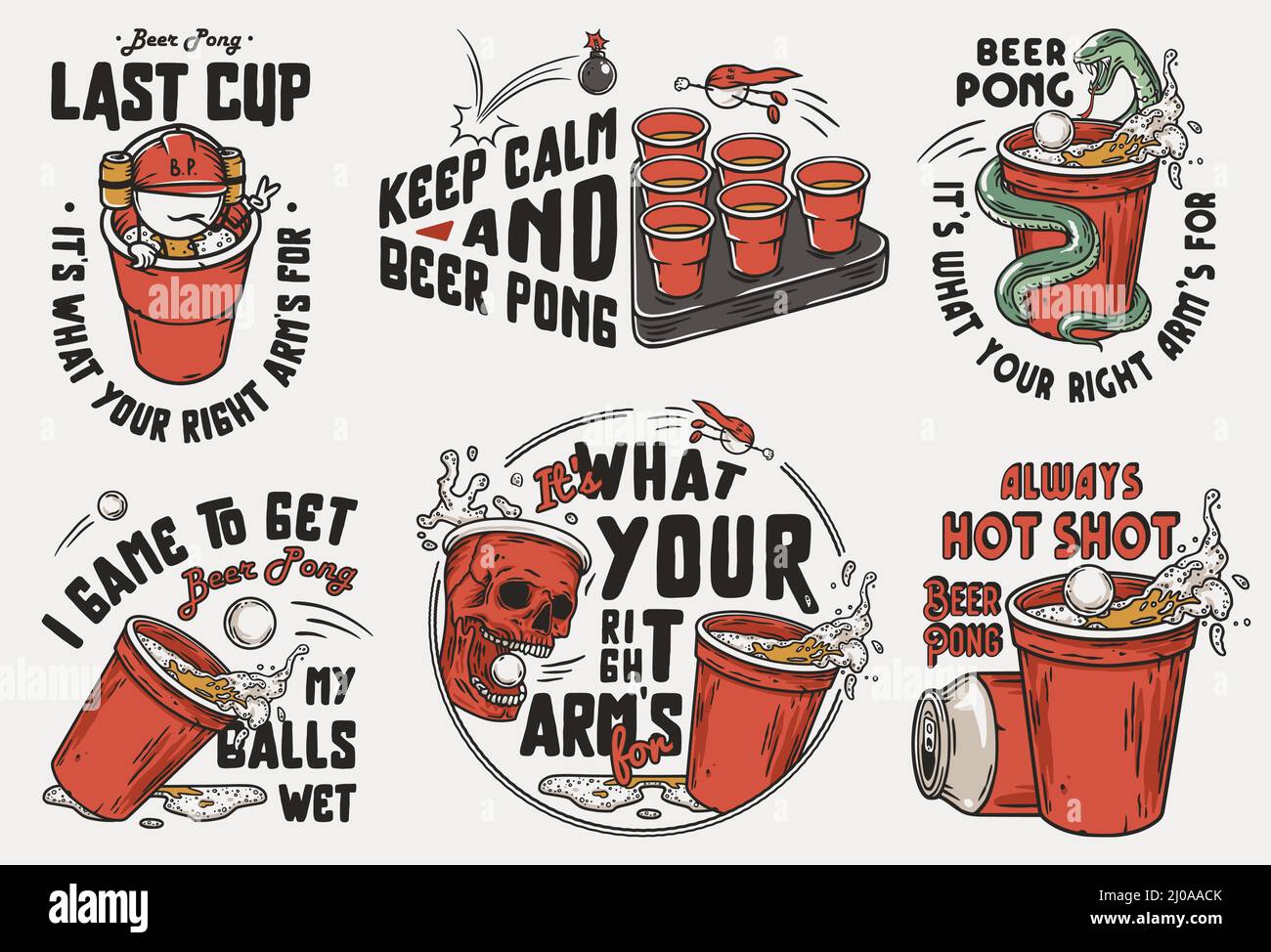 Beer pong game prints, craft beer mug with skull and snake and foam
