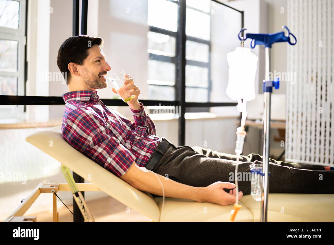 Vitamin Therapy IV Drip Infusion In Man Blood Stock Photo Alamy
