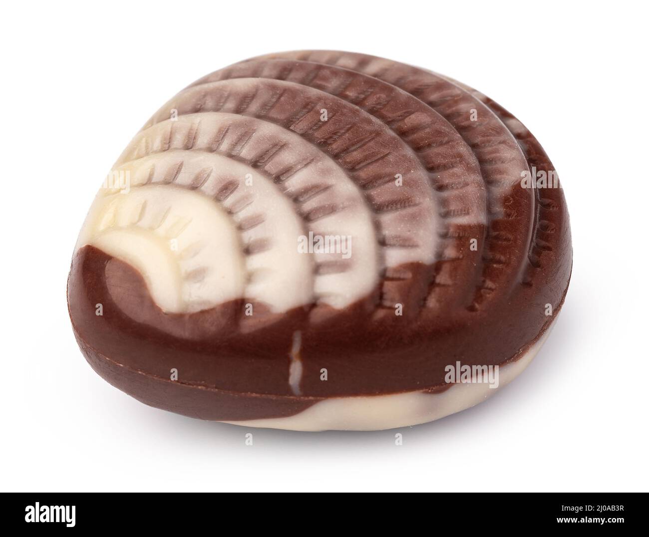 Chocolate sweets shaped as seashells isolated on white background Stock Photo