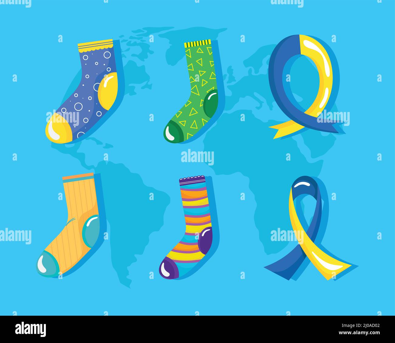 six Down Syndrome icons Stock Vector