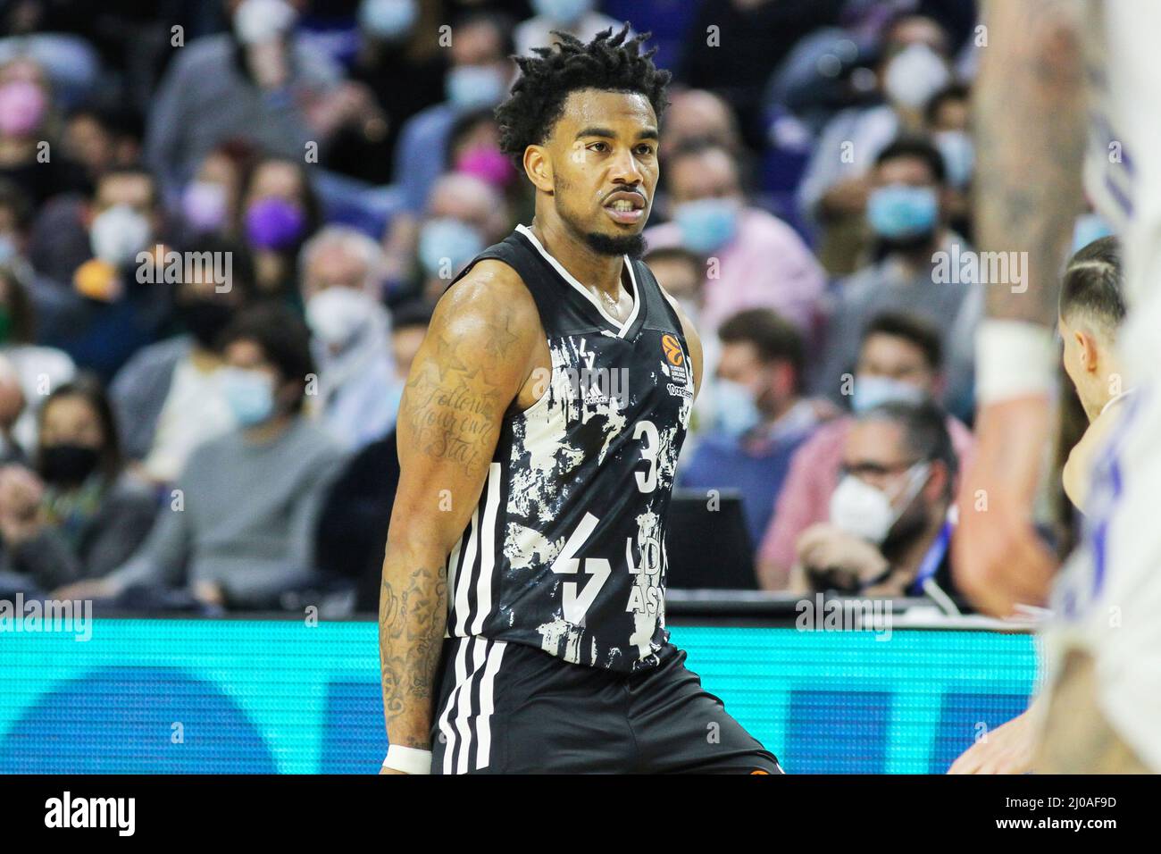 Madrid, Spain. 17th Mar, 2022. Chris Jones of Asvel Lyon-Villeurbanne during the Turkish Airlines Euroleague basketball match between Real Madrid and Asvel Lyon-Villeurbanne on march 17, 2022 at Wizink Center in Madrid, Spain Credit: Independent Photo Agency/Alamy Live Newss Stock Photo