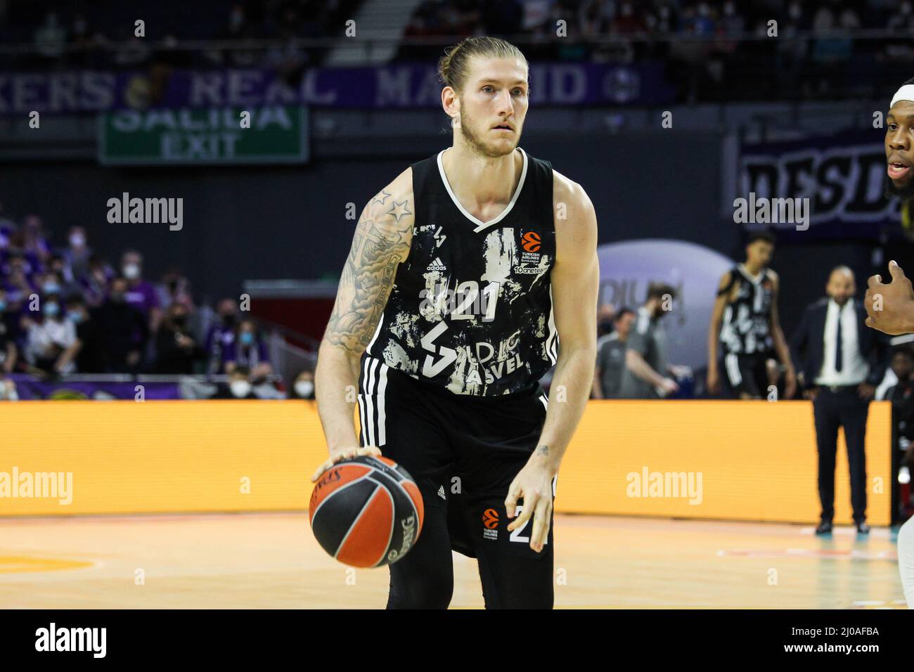 Madrid, Spain. 17th Mar, 2022. Dylan Osetkowski of Asvel Lyon-Villeurbanne during the Turkish Airlines Euroleague basketball match between Real Madrid and Asvel Lyon-Villeurbanne on march 17, 2022 at Wizink Center in Madrid, Spain Credit: Independent Photo Agency/Alamy Live Newss Stock Photo