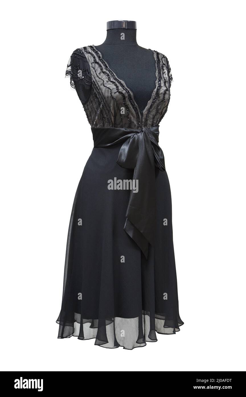 Black and white lace dress with black belt hi-res stock photography and ...