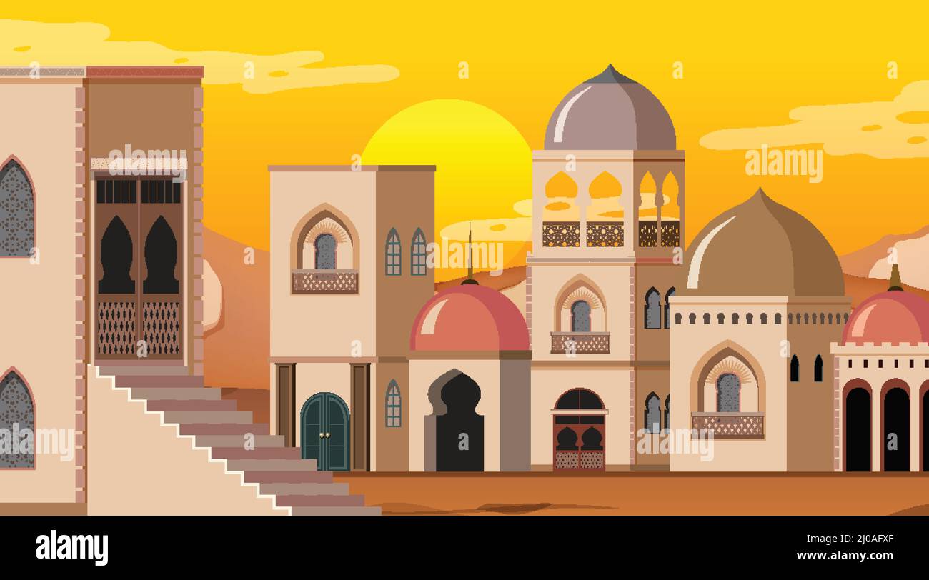 Scene with many buildings in city illustration Stock Vector Image & Art ...