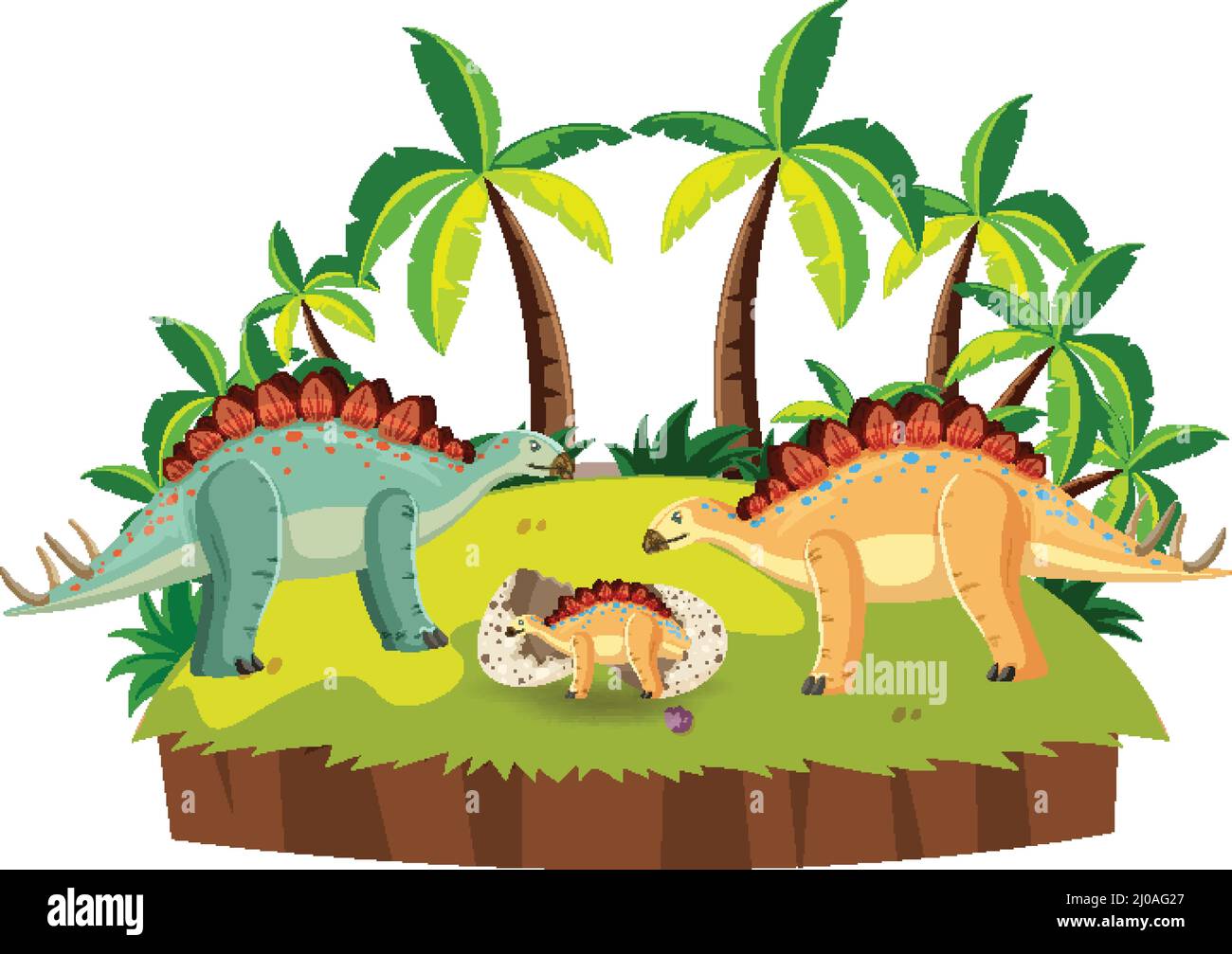 Scene with stegosaurus family illustration Stock Vector Image & Art - Alamy
