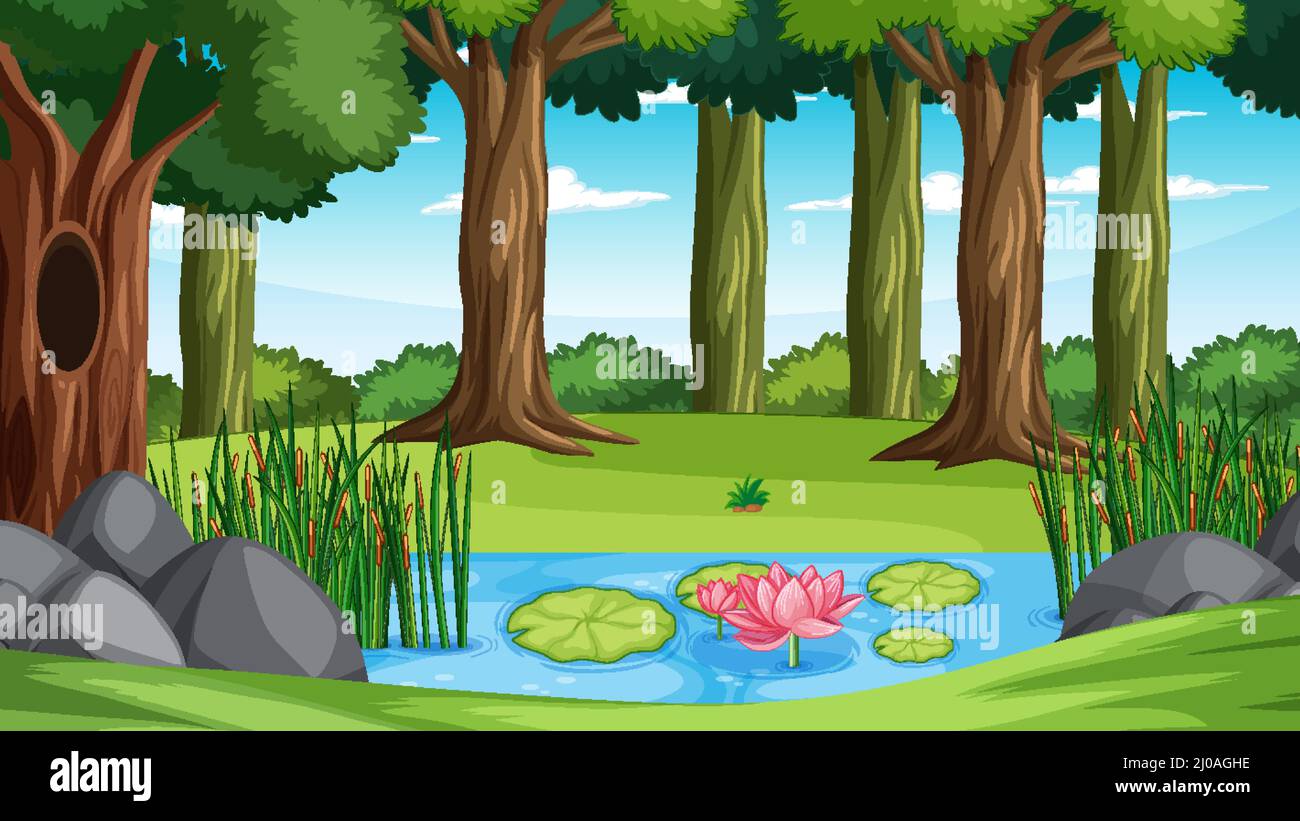 River nature landscape scene illustration Stock Vector Image & Art - Alamy