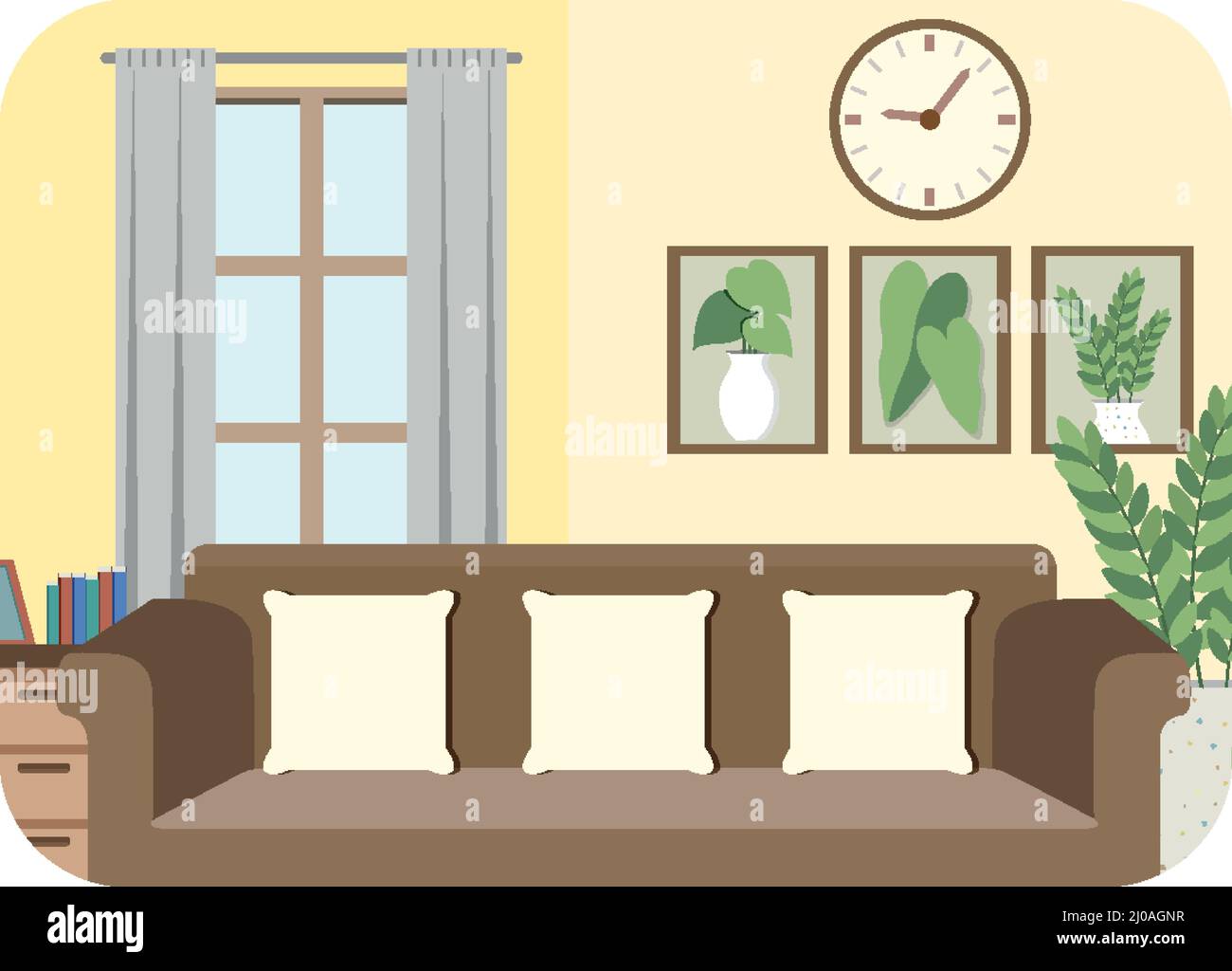 Living room interior in flat design concept illustration Stock Vector ...