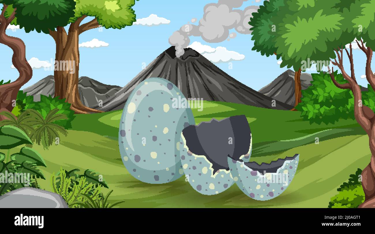 Scene with dinosaurs in the forest illustration Stock Vector Image ...