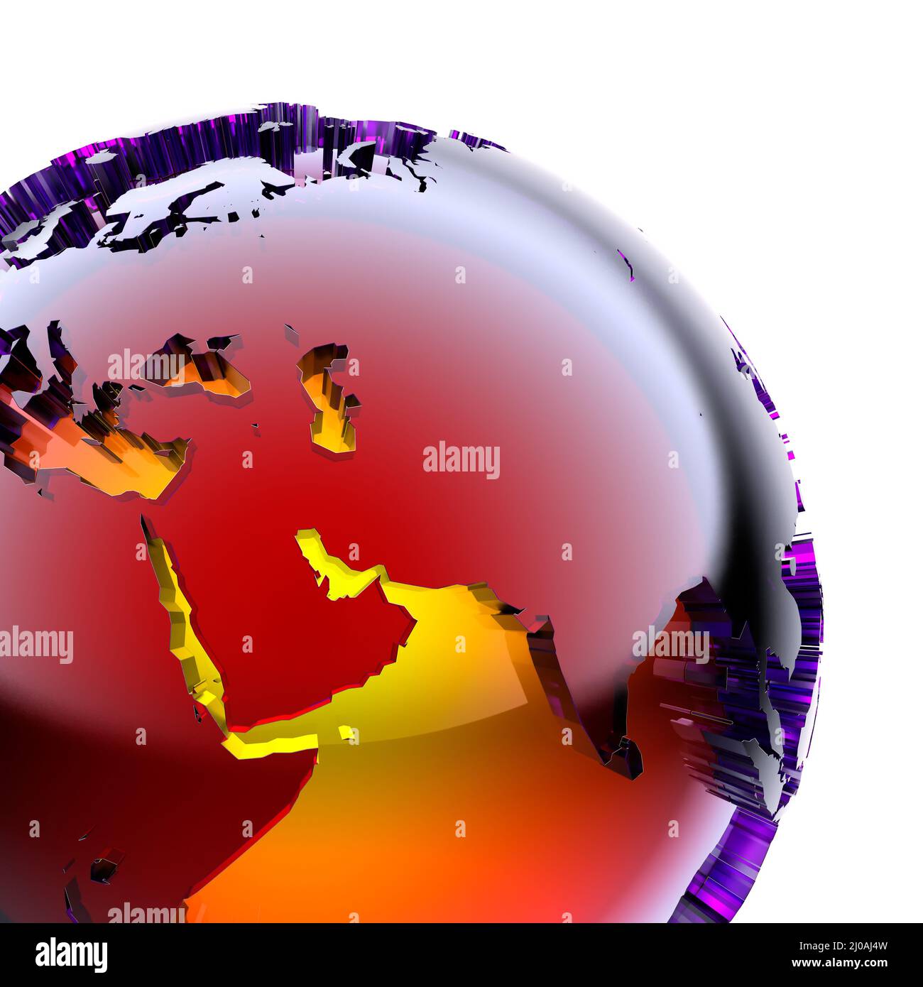 Globe of colored glass with an inner warm glow Stock Photo