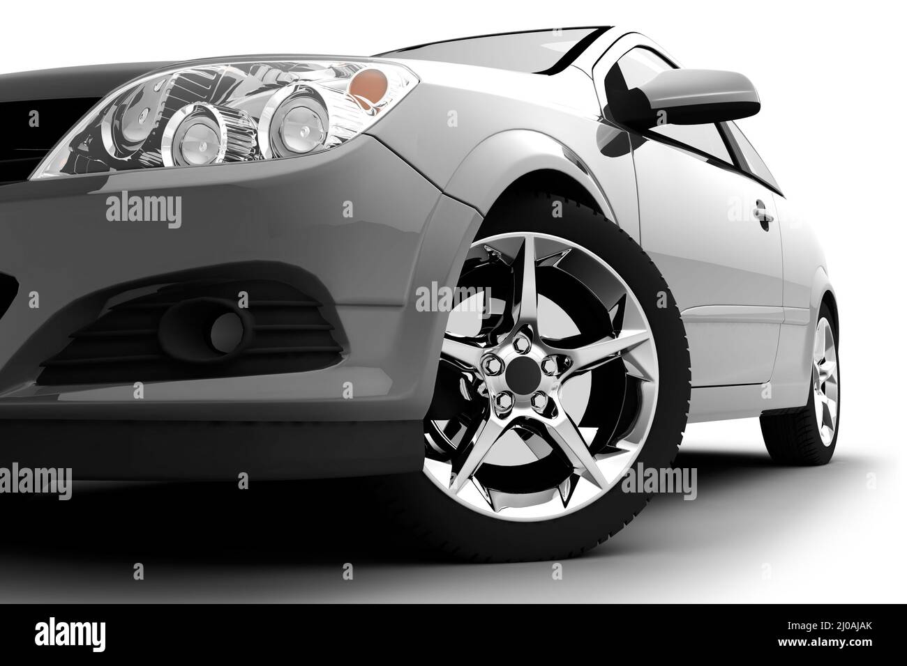 Silver car on a white background Stock Photo Alamy