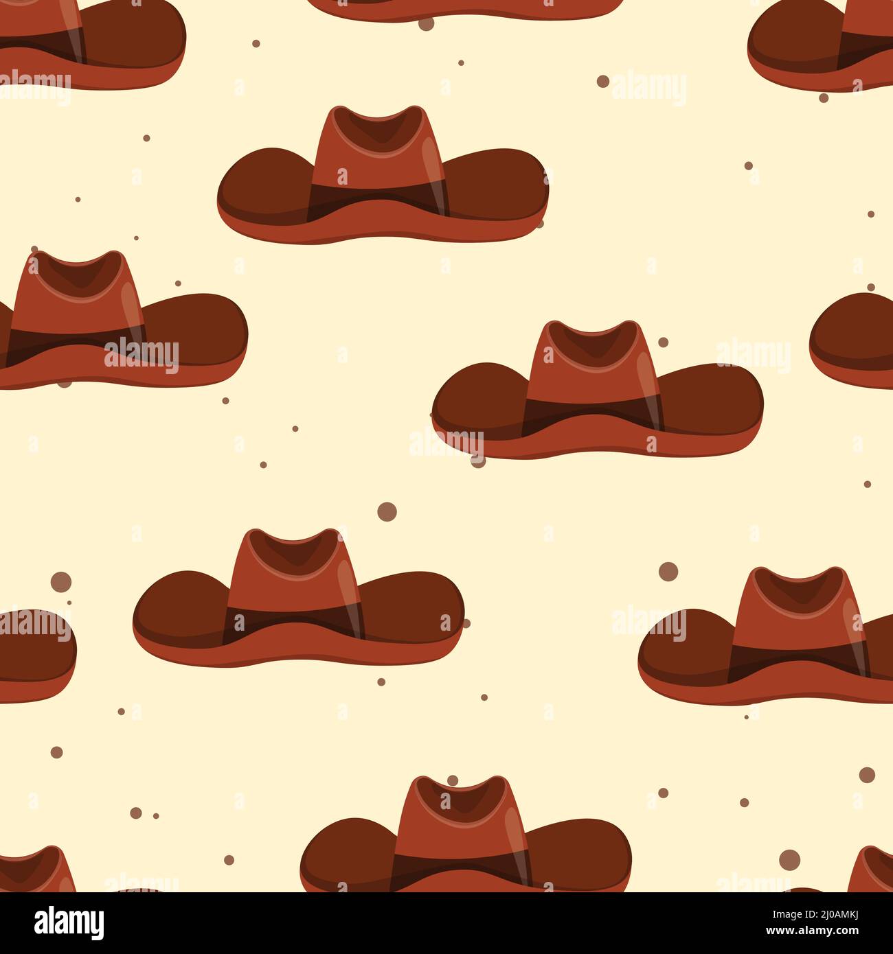 Seamless pattern with Cowboy hat on color background. Vector drawing